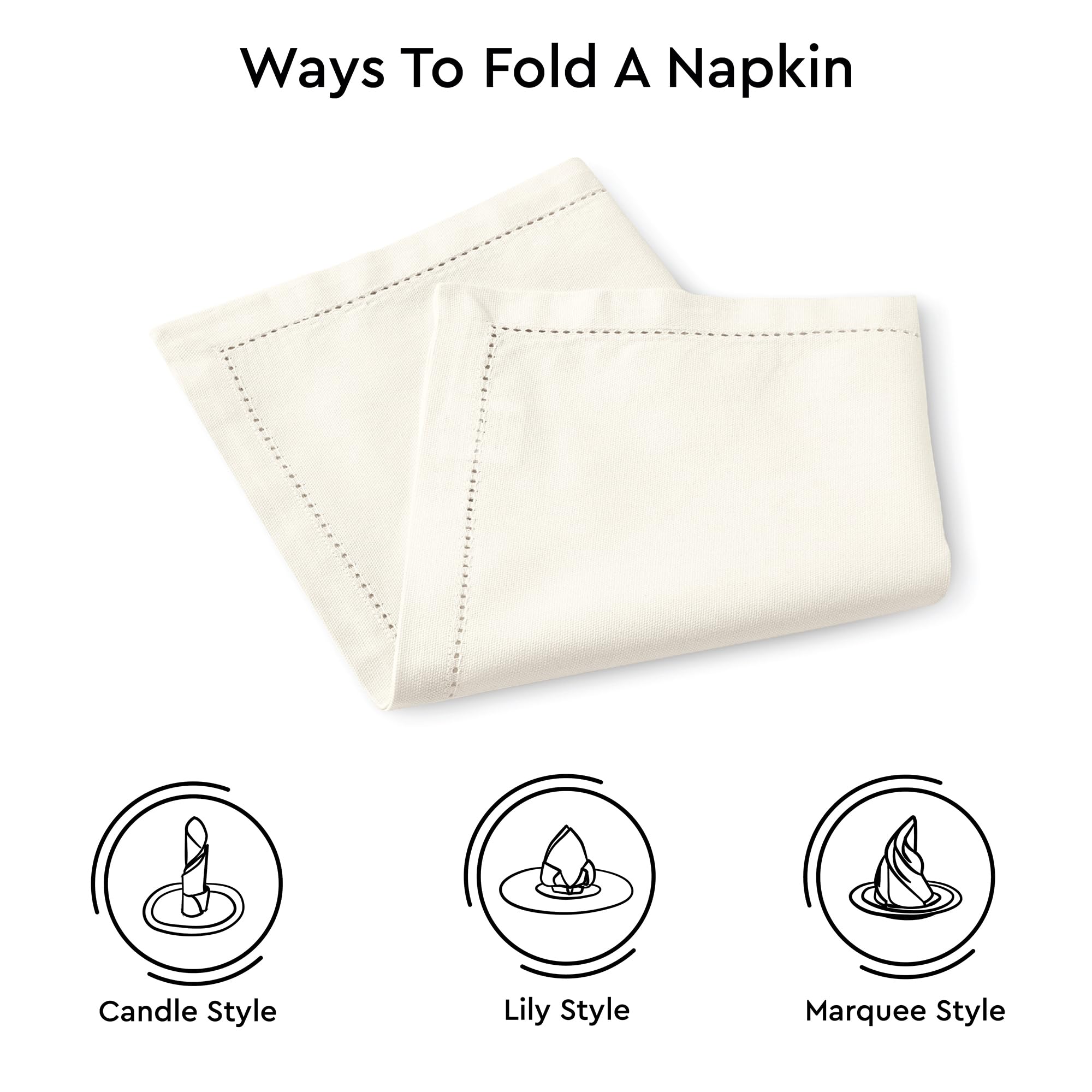 Encasa Homes 100% Cotton Hemstitched Dining Table Napkins Of Size 17 X 17 Inch (Square) - Natural - Set Of 4 | Perfect For Party