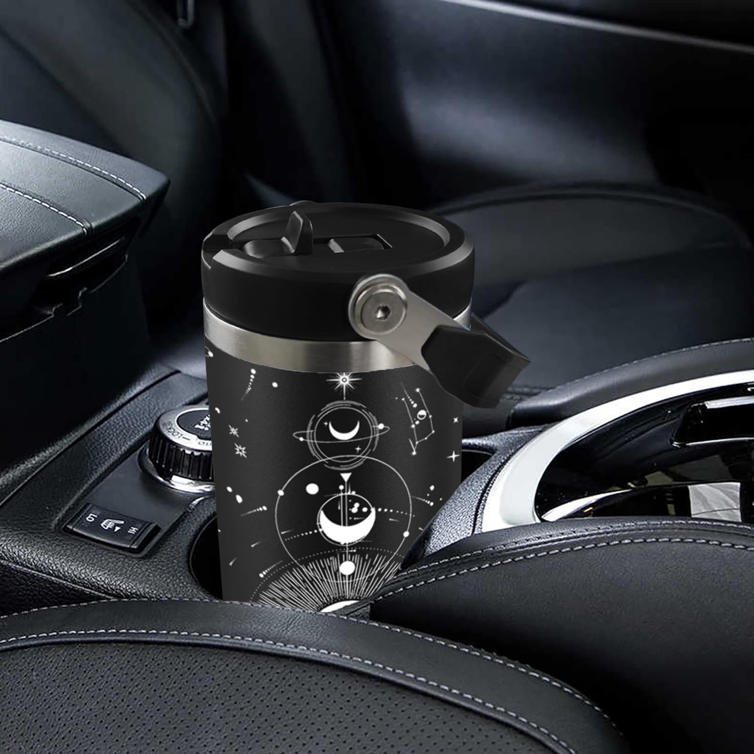 Qwpmvhsak 30 Goth Tumbler With Handle Lid And Straw,Sun And Moon Cup Gothic Witch Coffee Travel Mug Cup,Astrology Witchy Gifts F