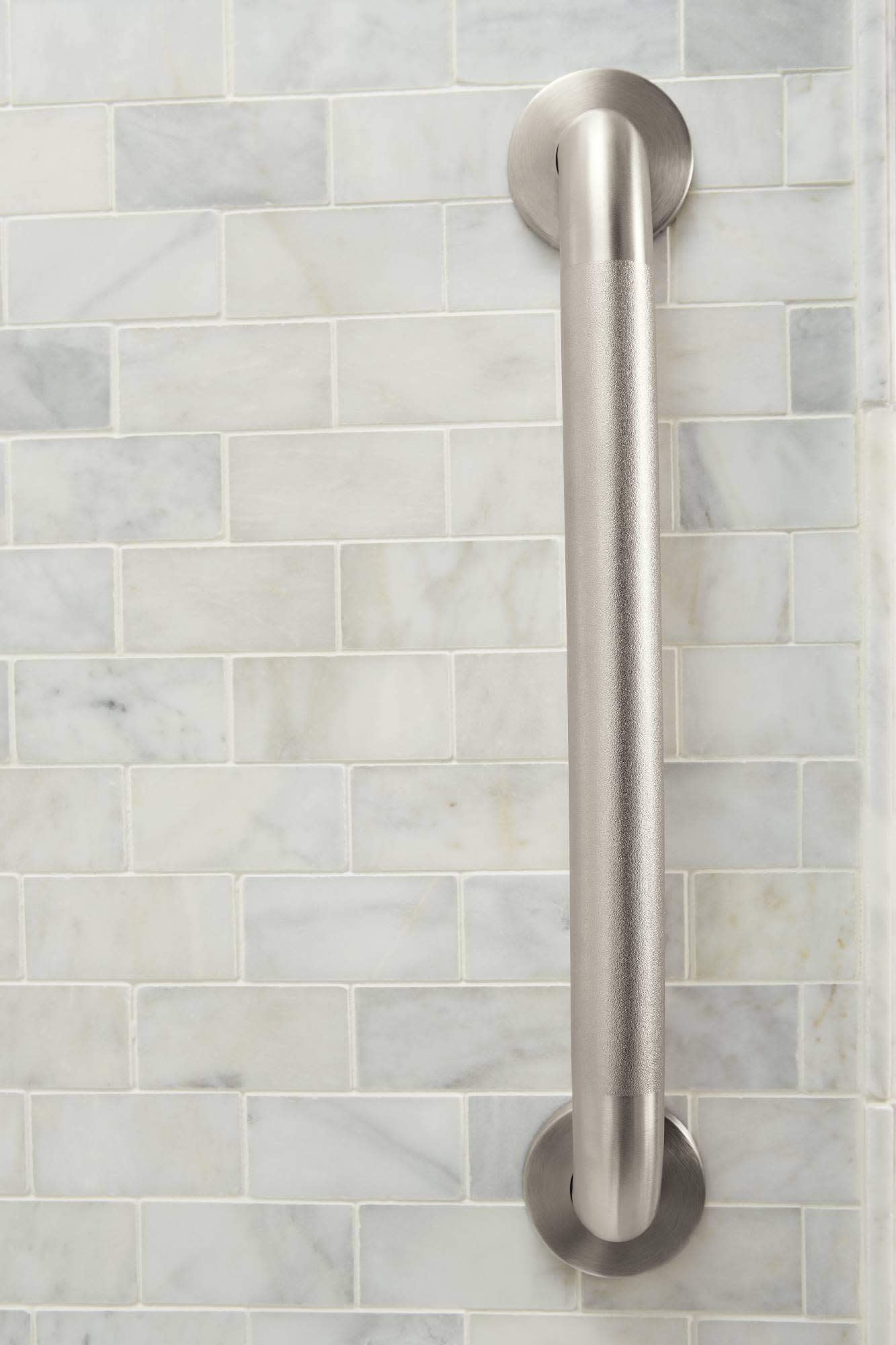 Moen Bathroom Safety 24-Inch Shower Grab Bar With A Slip-Resistant Peened Texture And Concealed Screws For Handicapped Or Elderl