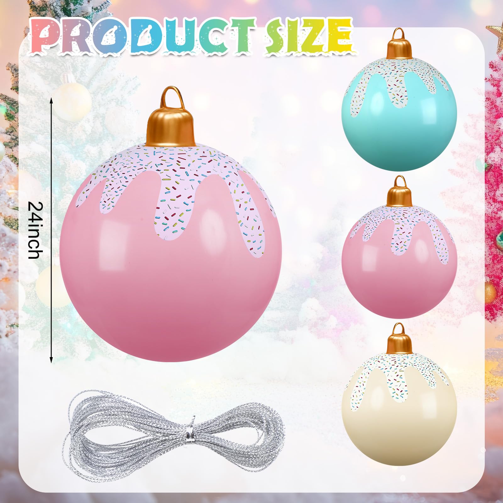Jetec 6 Pcs Pastel Christmas Inflatable Ball 24 Inch Giant Macaroon Co ...