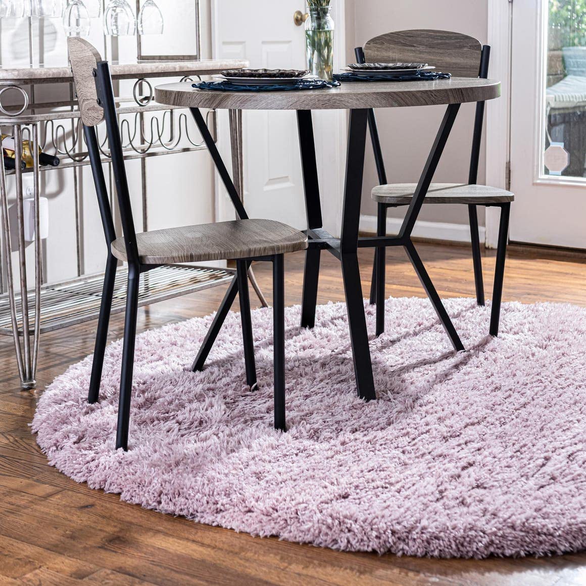 Rugs.com Infinity Collection Solid Shag Area Rug 4 Ft Round Lavender Shag Rug Perfect for Kitchens, Dining Rooms