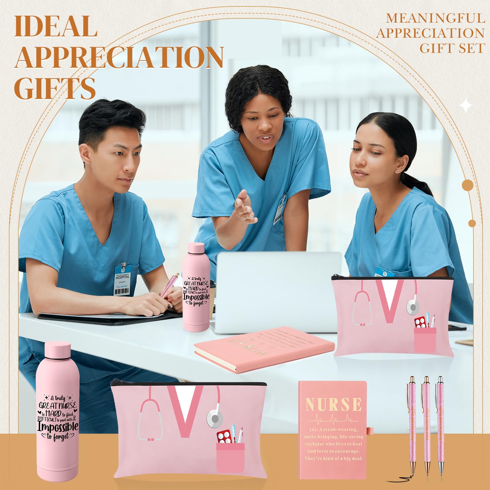Acellegic 6 Pcs Nurse Gifts Set for Women Men, Rn Appreciation Gift for Nurses Week Christmas Graduation Thanksgiving, 16oz Vacu