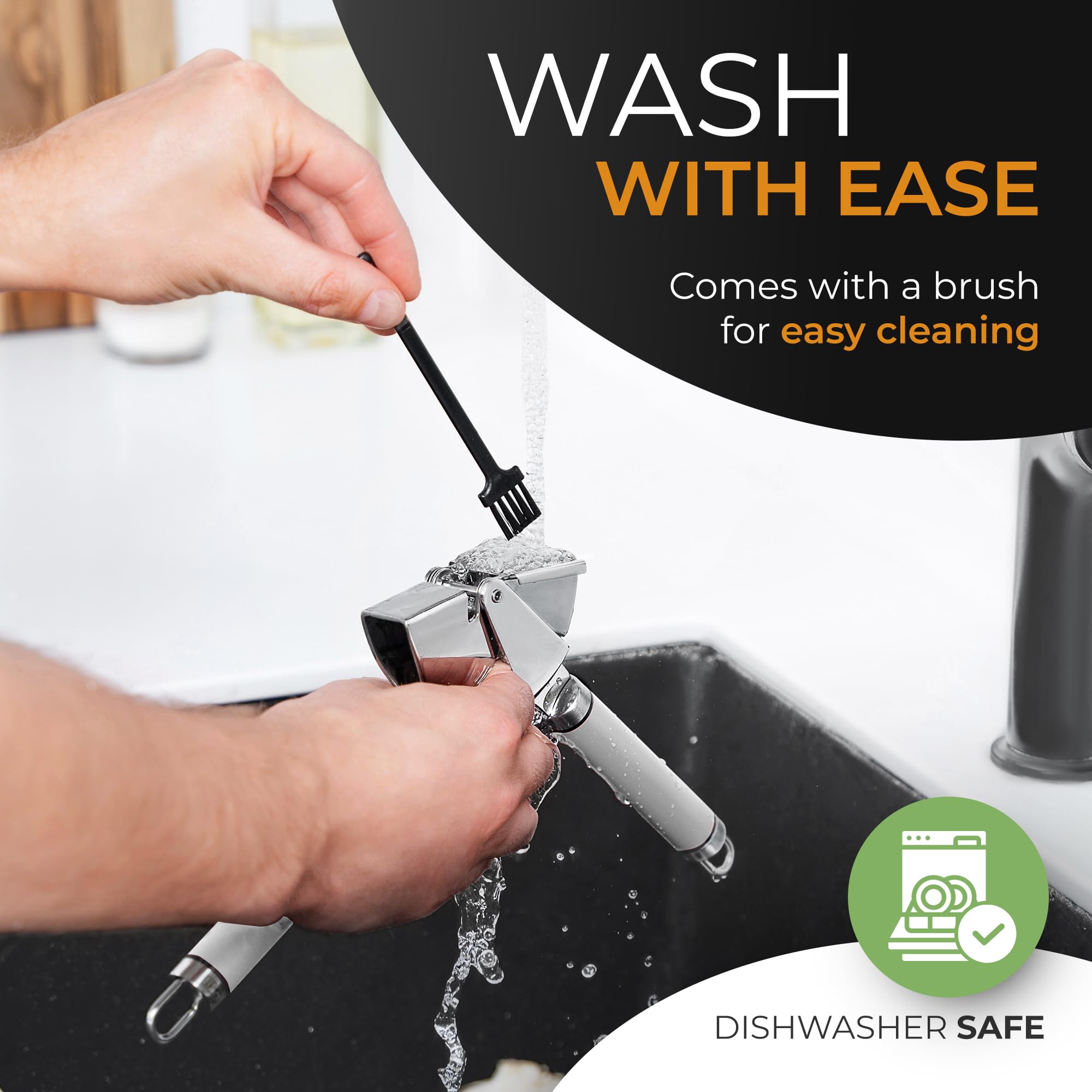 Orblue Garlic Press Stainless Steel - Premium Professional Grade Garlic Mincer, Crusher & Peeler Set - Easy Clean, Dishwasher Sa