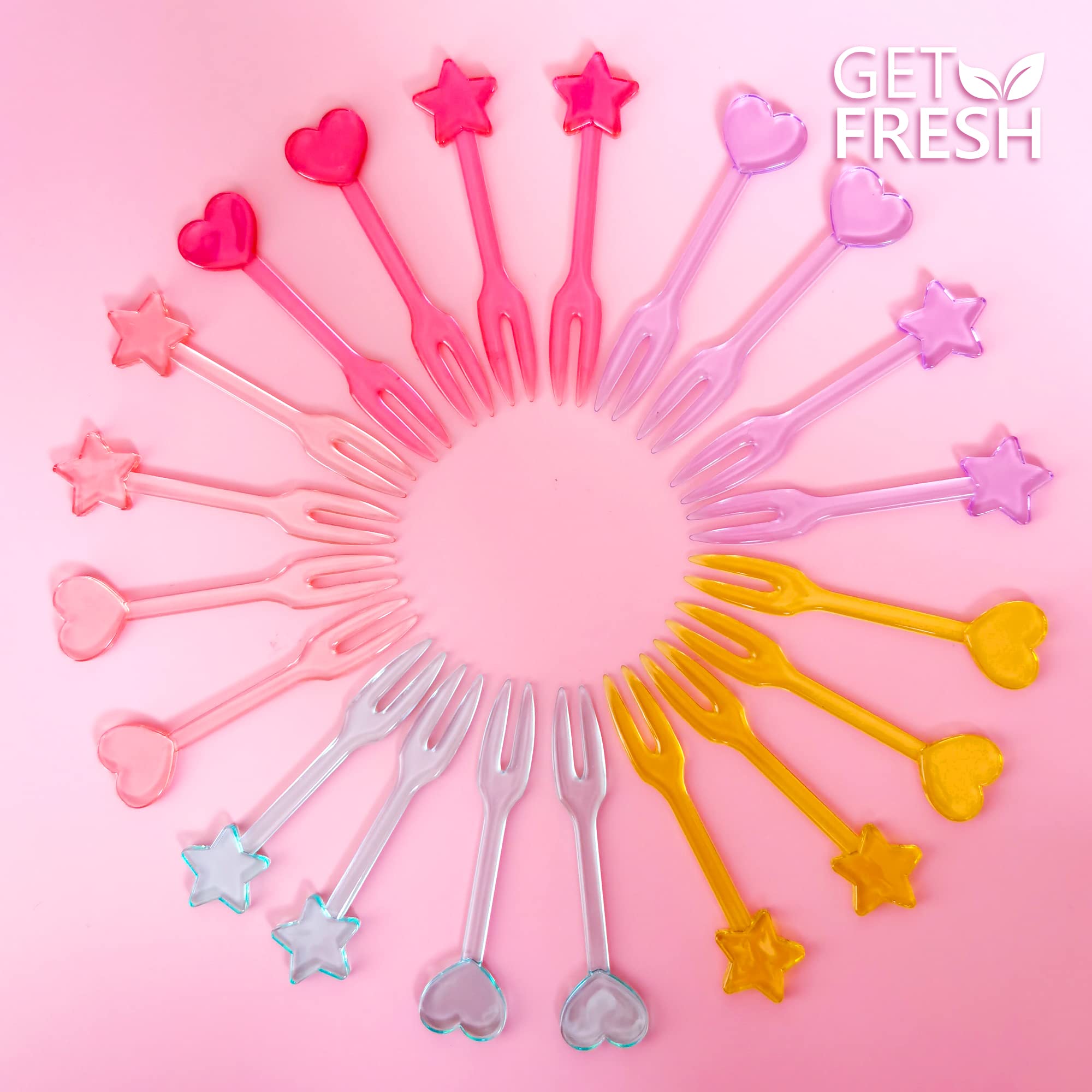 Get Fresh Forks For Kids - 30 - Picks For Kids Fruit Forks Bento Box Picks Reusable Mini Toothpick Sticks Heart Dessert Forks Fo