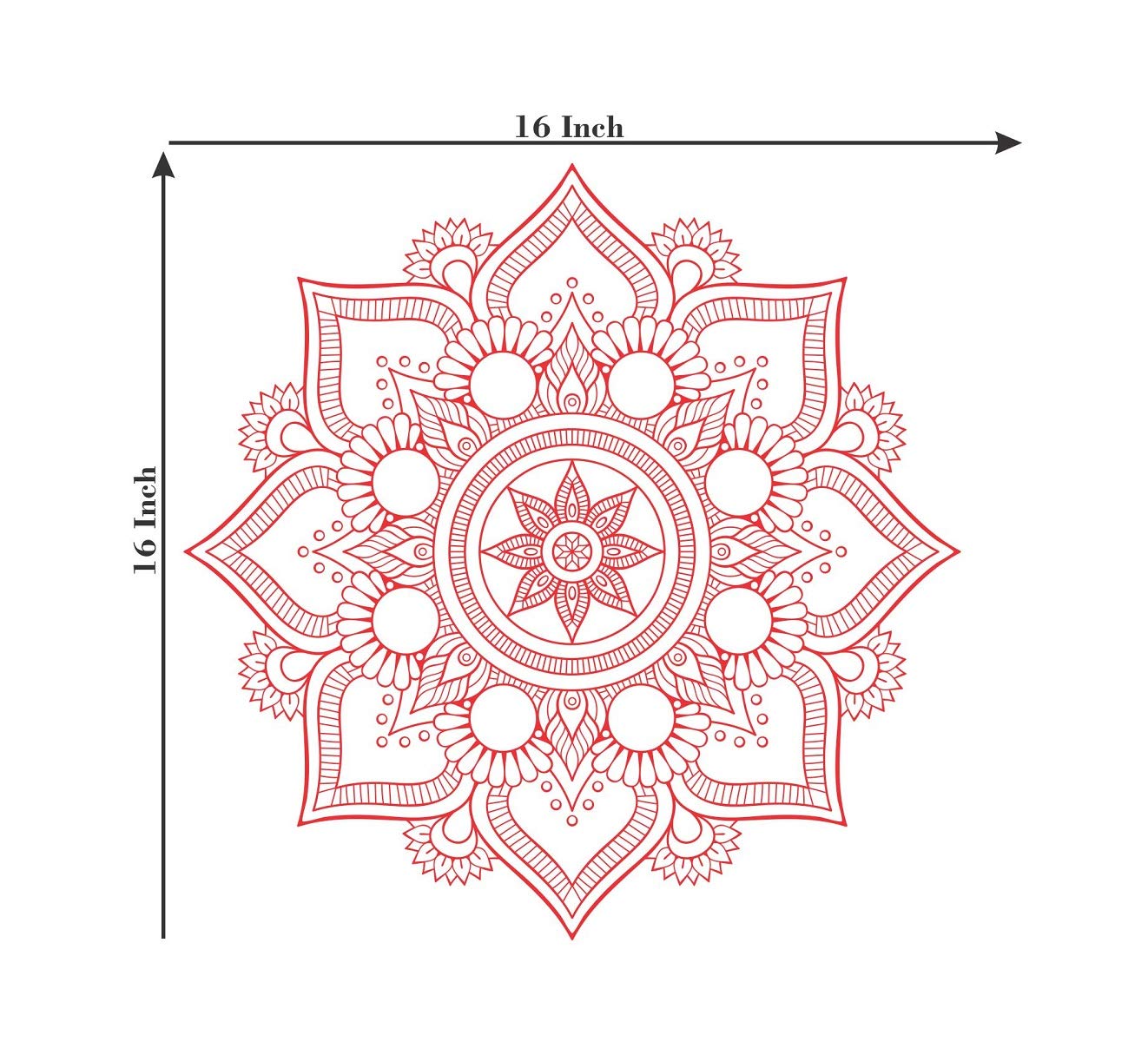 Sticker Studio PVC Vinyl Round Rangoli Flower Design Big Size 3D Floor Sticker for Mandir Diwali Decoration, Size: 15.74 Inches