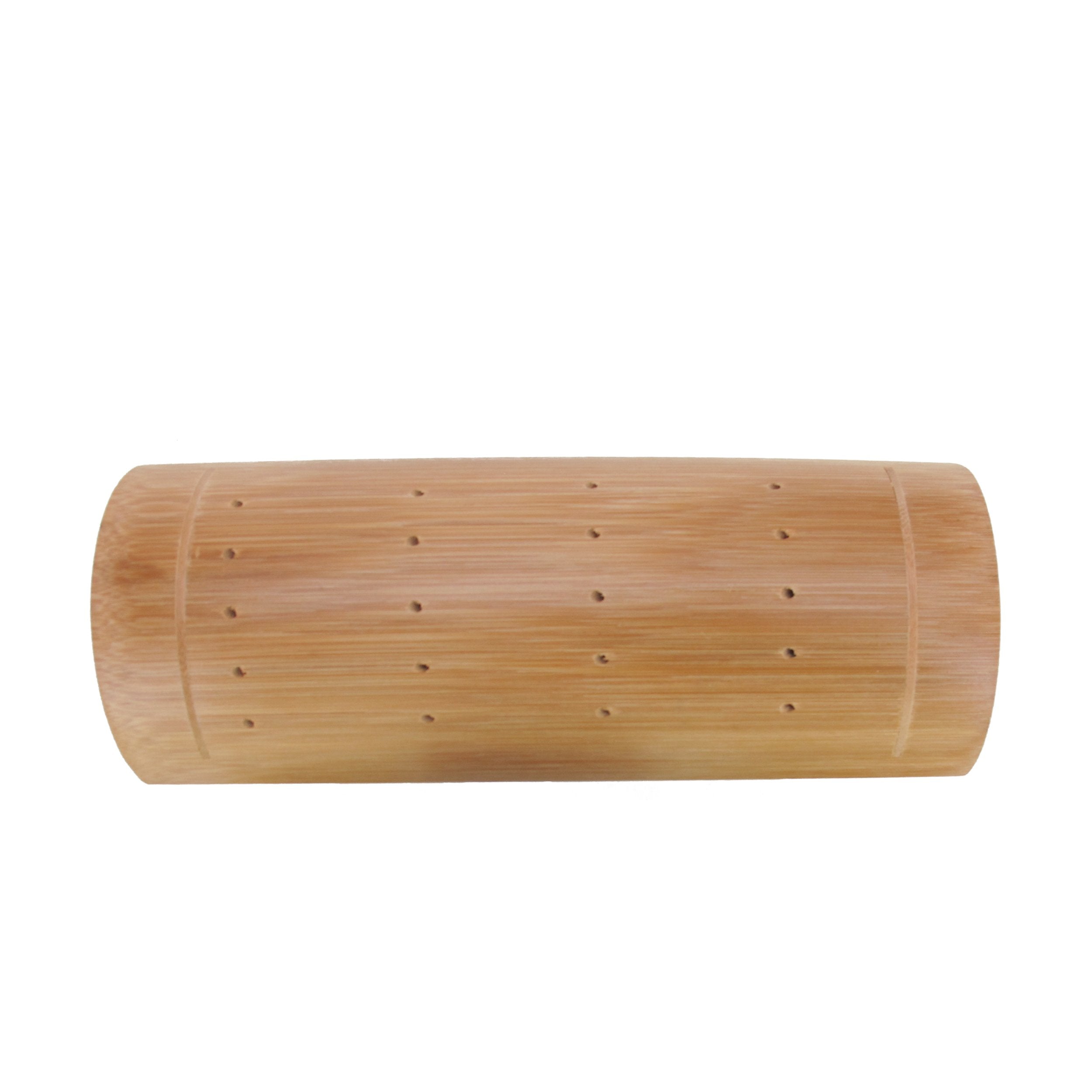 Bamboomn 9.84'' Bamboo Skewer Holder Food Display Stand Half Cut Skewers Stand W/ 20 Holes - Carbonized Brown - 1 Piece