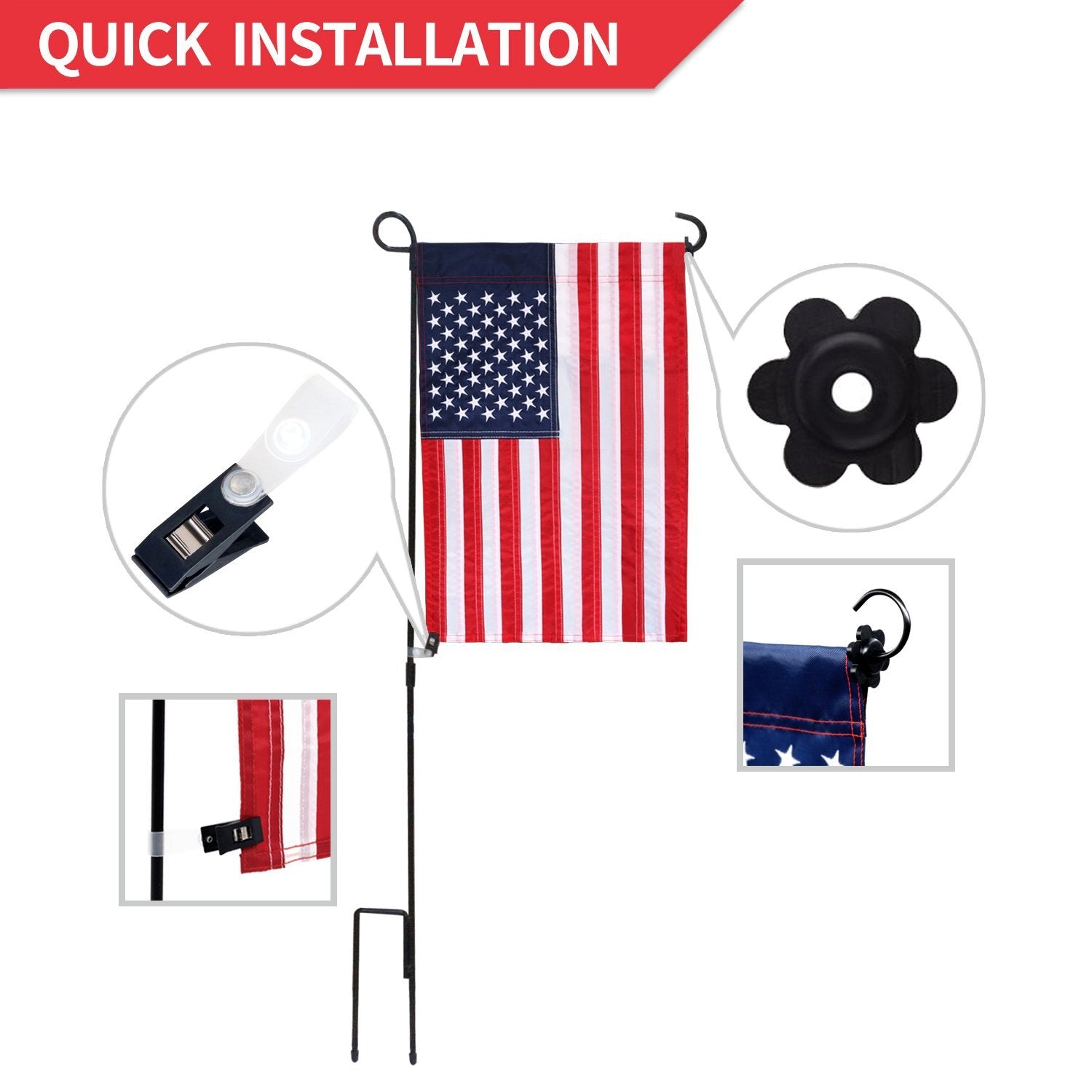 Anley Accessories 10 Pack Garden Flag Rubber Stoppers And Anti-Wind Clips - Durable  Weather Resistance For 5 Garden Flag Poles