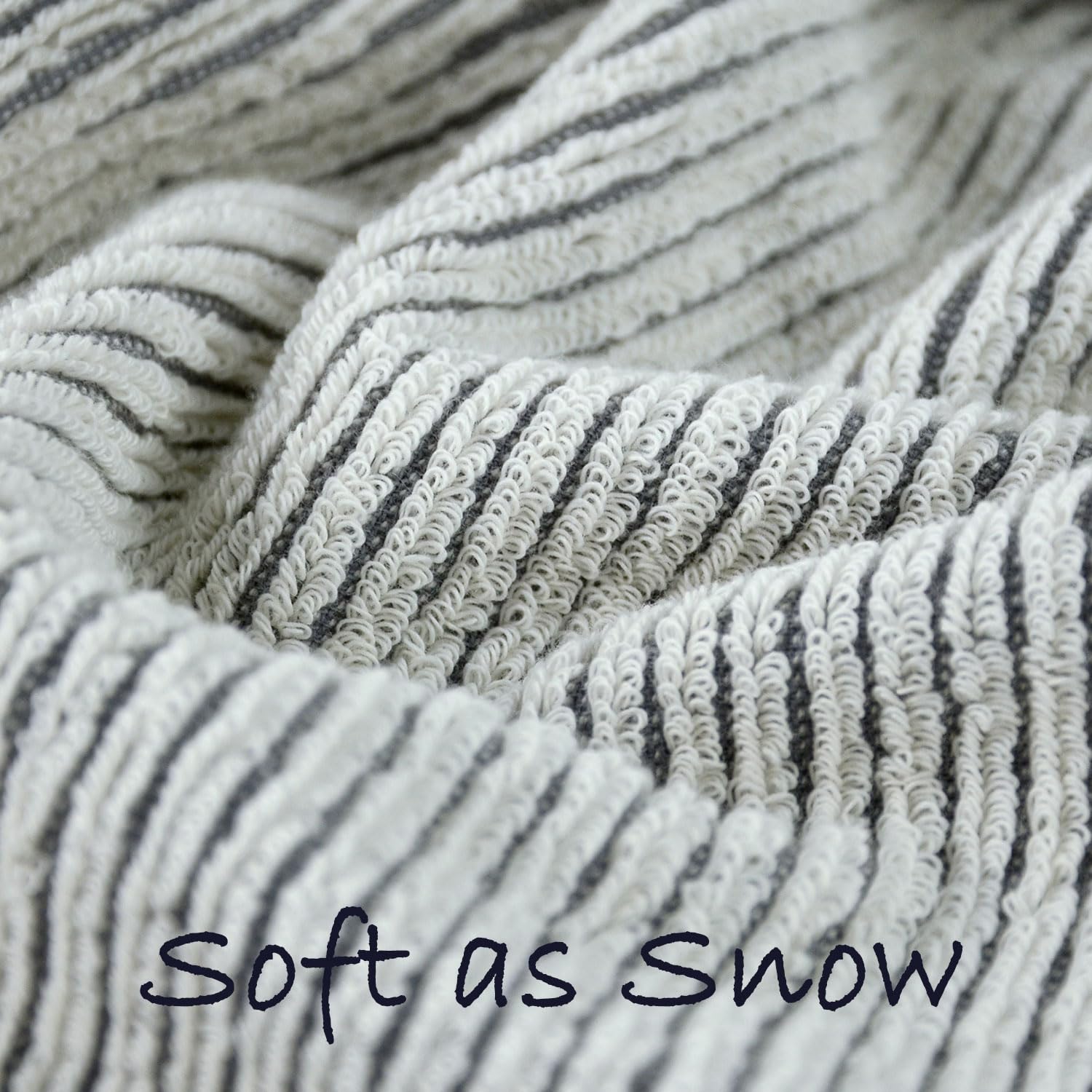 Cleanbear Gray Hand Towels For Bathroom With Textrued Lines, 100% Cotton, Stylish Towels For Guests, 28 X 13 Inches