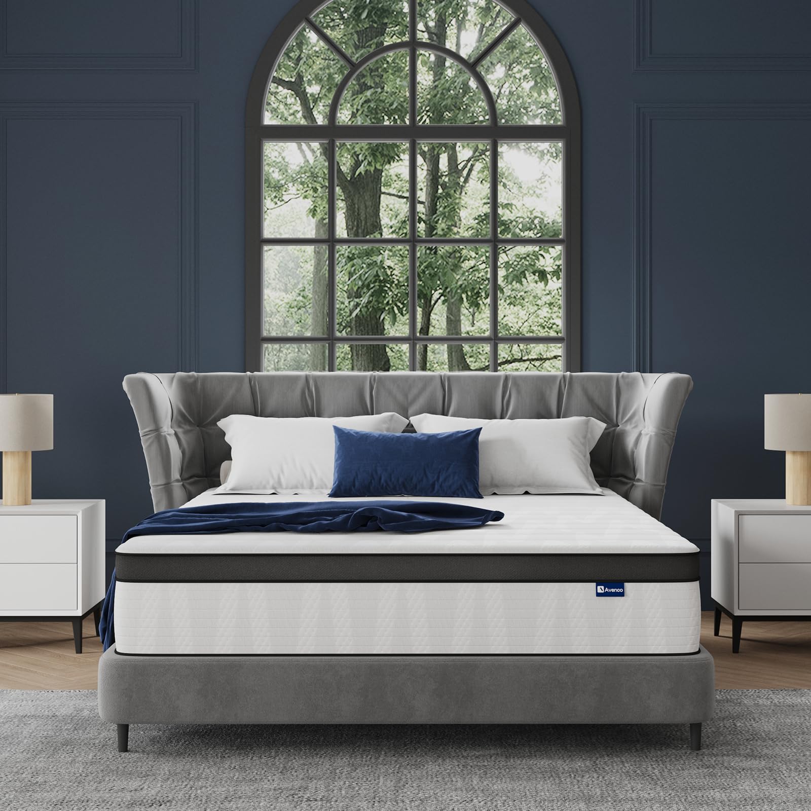 Avenco 14 Inch King Size Mattress, Hybrid Mattress In A Box With Independent Spring, Soft And Comfort Medium Firm King Mattress,