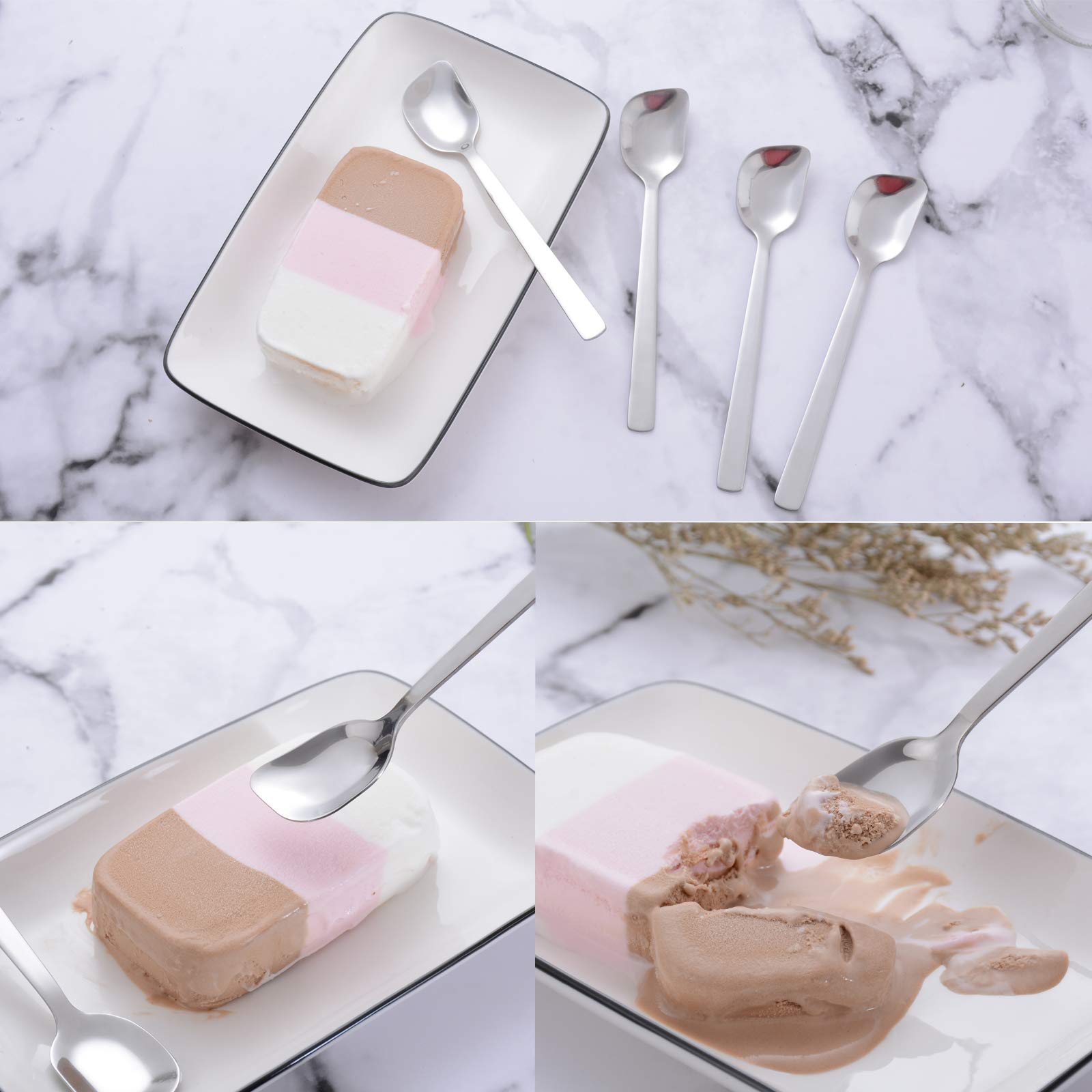 Gogeili Yogurt Spoon, Stainless Steel Gelato/Ice Cream Spoon, Fruit Spoon, Dessert Spoon, 6.4-Inch, Set Of 6