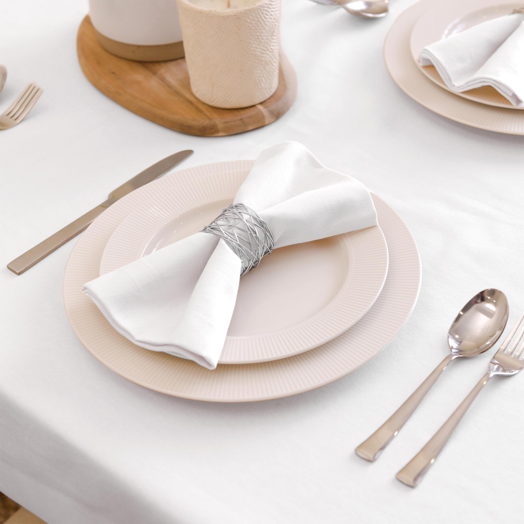 Encasa 100% Cotton Cloth Napkins Set of 12 with White Color & Size 17''x17''  Dinner Napkins Washable and Reusable for Dinning Table Fall Decoration  Halloween & Christmas Festivals