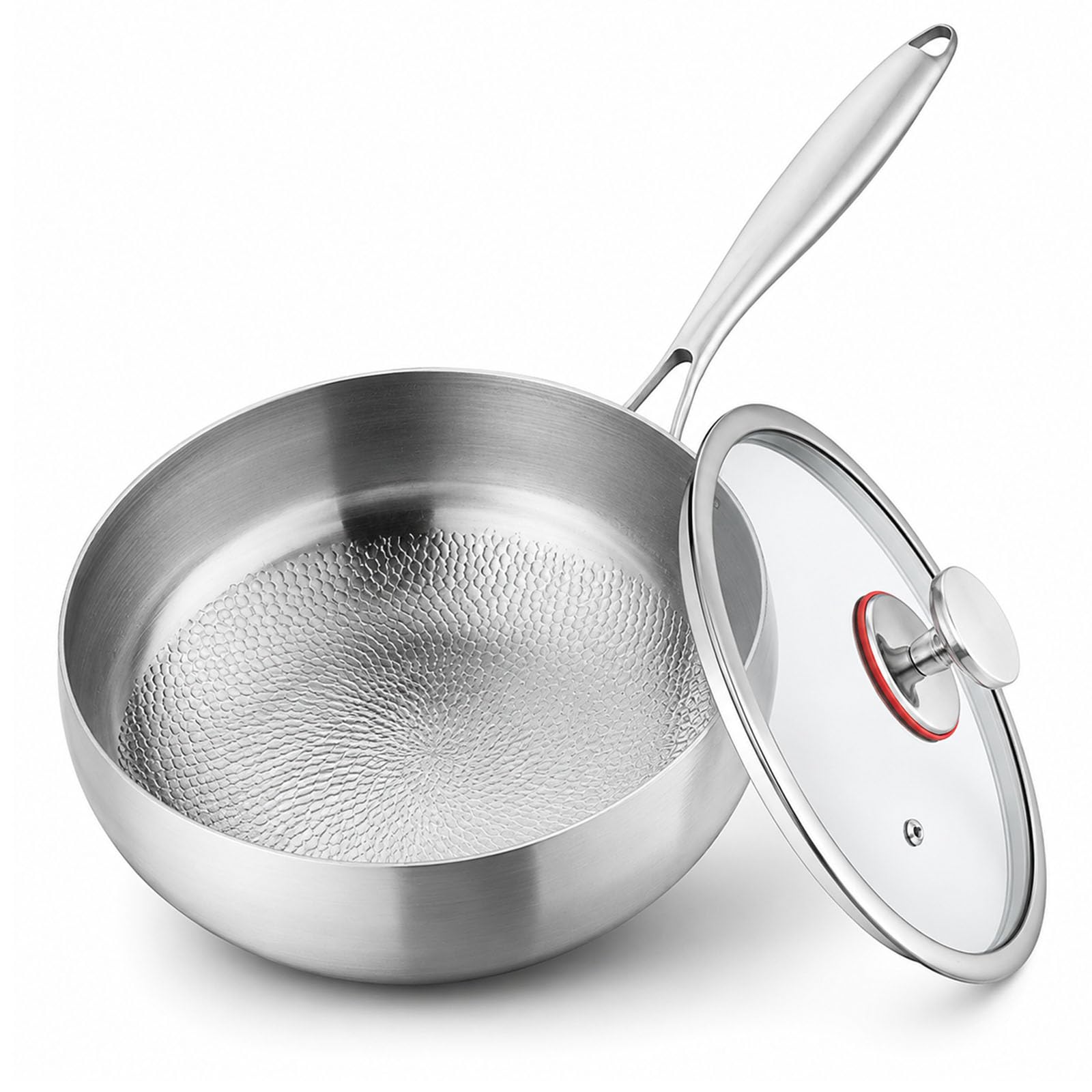 STEHEMO Titanium Hammered Pan with Lid, Thickened MultiLayer Stock Pot, Titanium Wok Pan, ScratchResistant Non Stick Titanium 