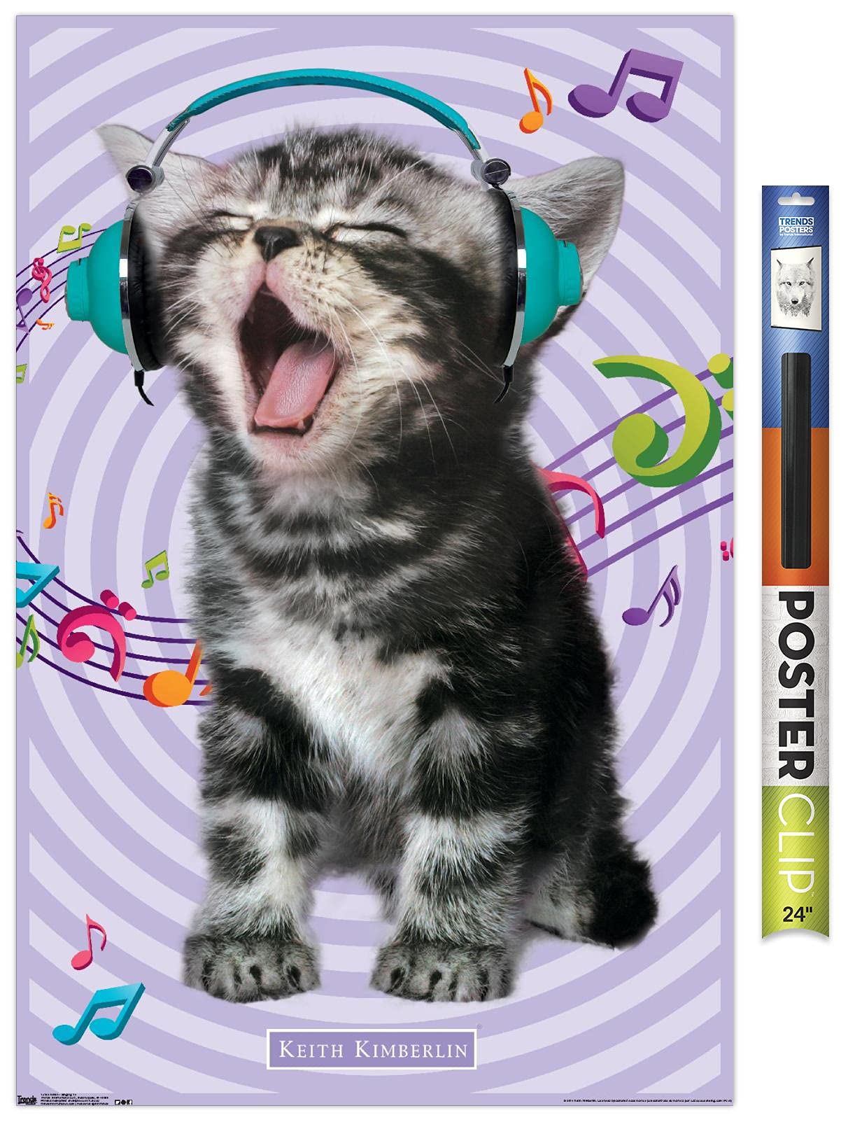 Trends International Keith Kimberlin - Kitten - Singing Wall Poster, 22.375'' X 34'', Premium Poster & Clip Bundle