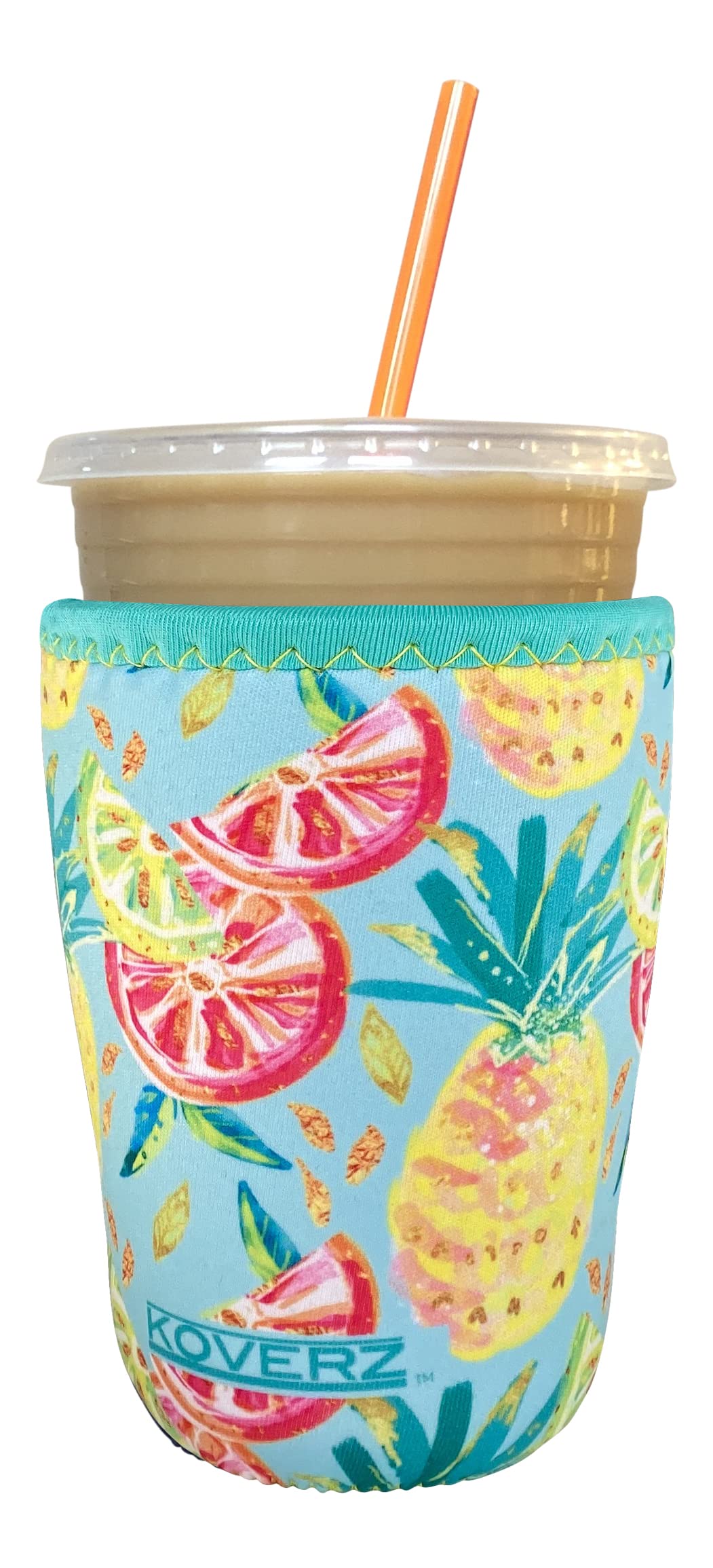 Koverz Iced Coffee Sleeve, Medium Pineapples, 24 Oz, Neoprene