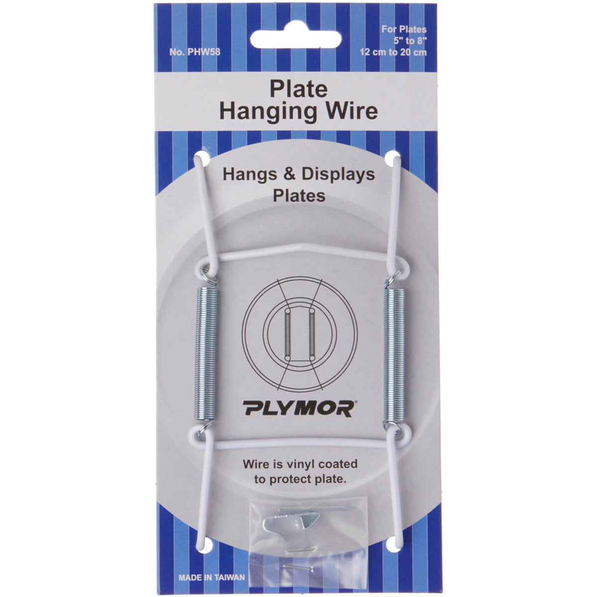 Plymor White Vinyl Finish Wall Mountable Plate Hanger, 4.625'' H X 2.5'' W X 0.5'' D (For Plates 5'' - 8''), Pack Of 2