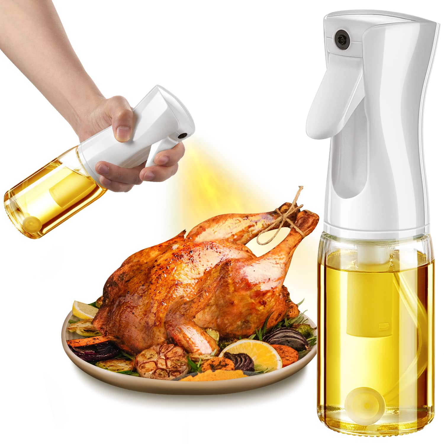 Oil Sprayer for Cooking, Olive Oil Sprayer Mister, 200ml Glass Olive Oil Spray Bottle, Kitchen Gadgets Accessories for Air Fryer
