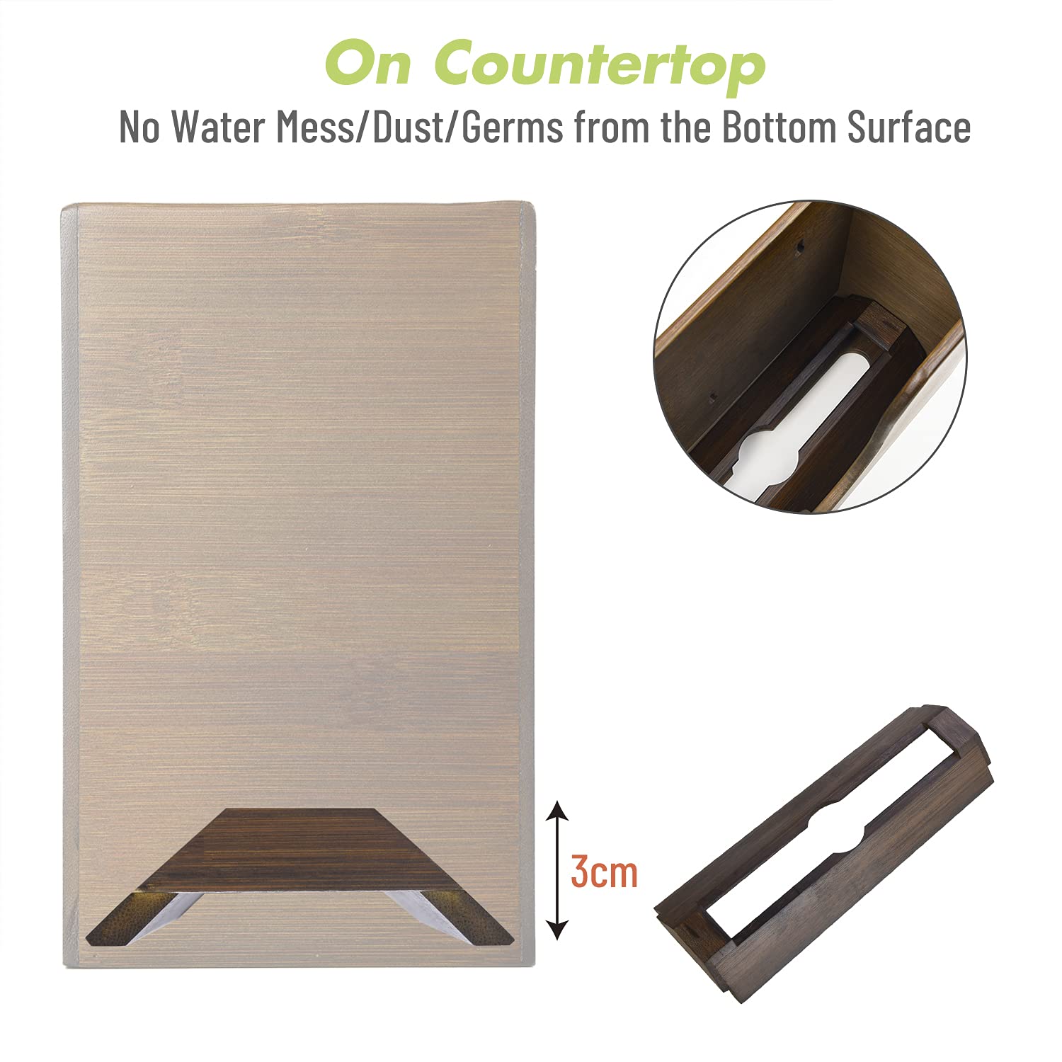 Cozee Bay Bamboo Paper Towel Dispenser, Paper Towel Holder With Lid For Home And Commercial, Wall Mount Or Countertop For Multif