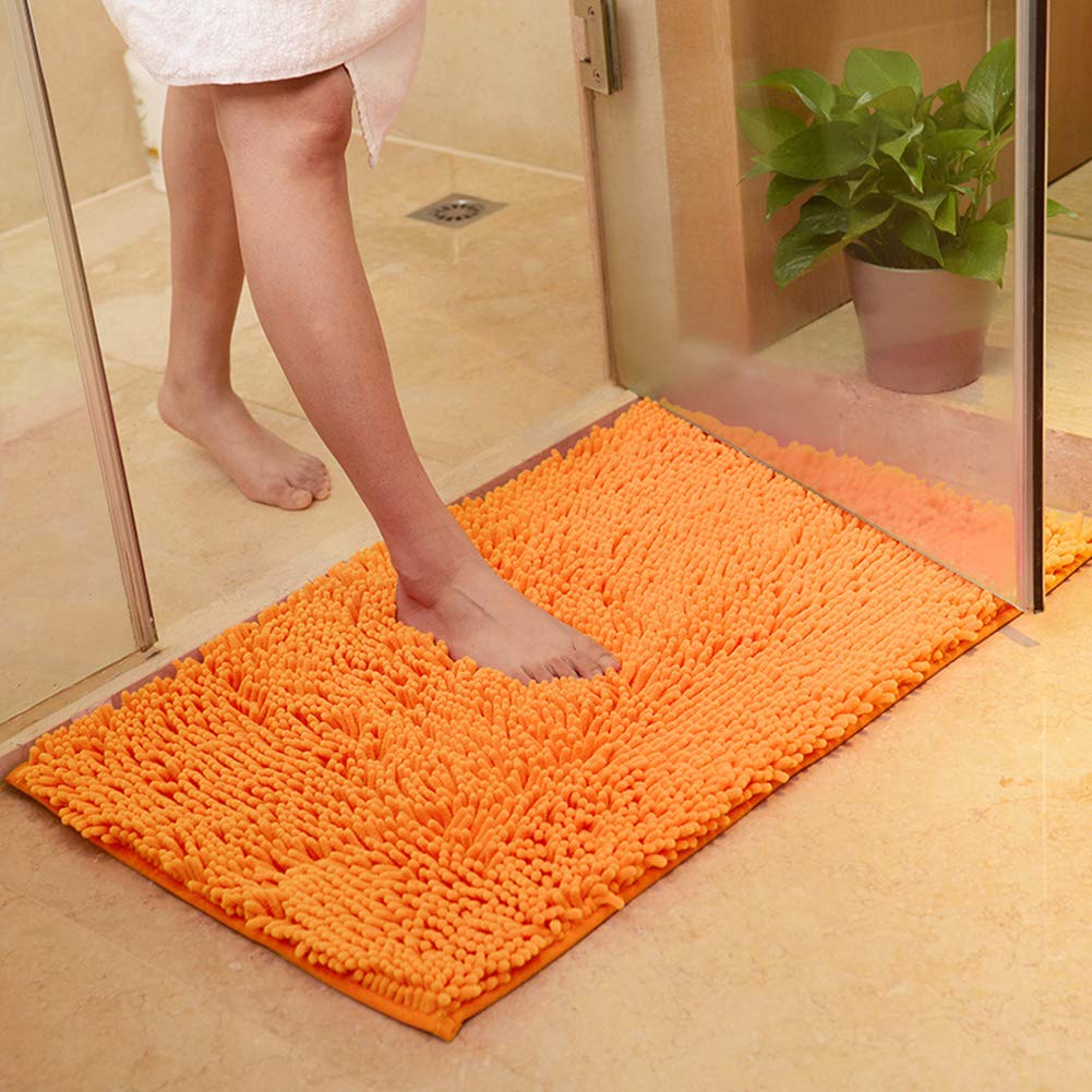 Vctops Plush Chenille Bath Rugs Extra Soft And Absorbent Microfiber Shag Rug, Non-Slip Runner Carpet For Tub Bathroom Shower Mat