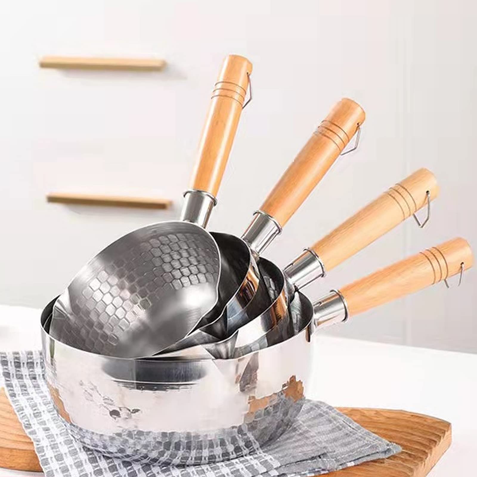 Scizorito 304 Stainless Steel Saucepan, Solid Wood Anti-Scalding Handle With Hook, Multipurpose Sauce Pan With Pour Spouts, Sauc