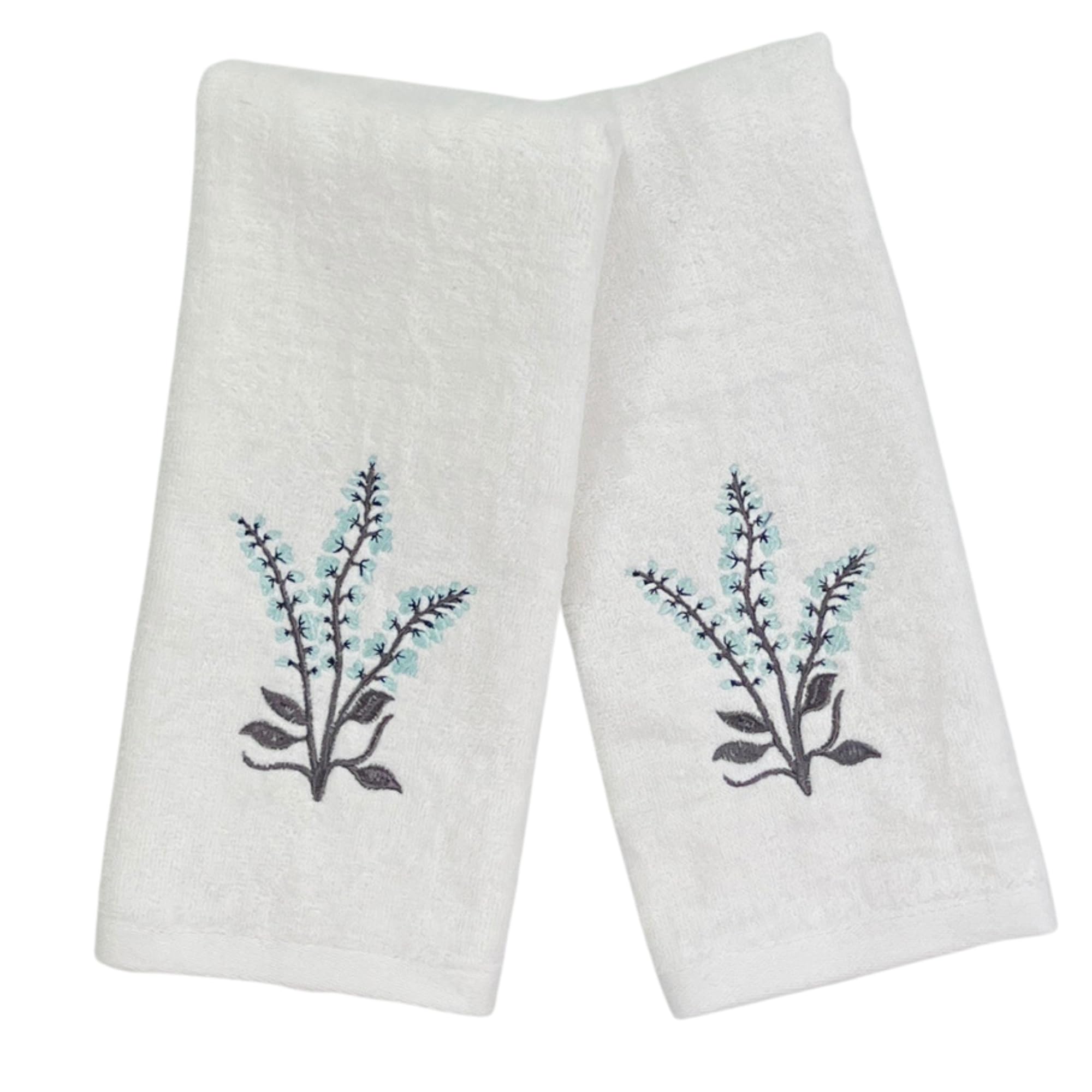 Serafina Home Summer Soft Absorbent Floral Guest Hand Towels: Summer Light Blue Flowers And Leaf Design, 2 Piece Ashley