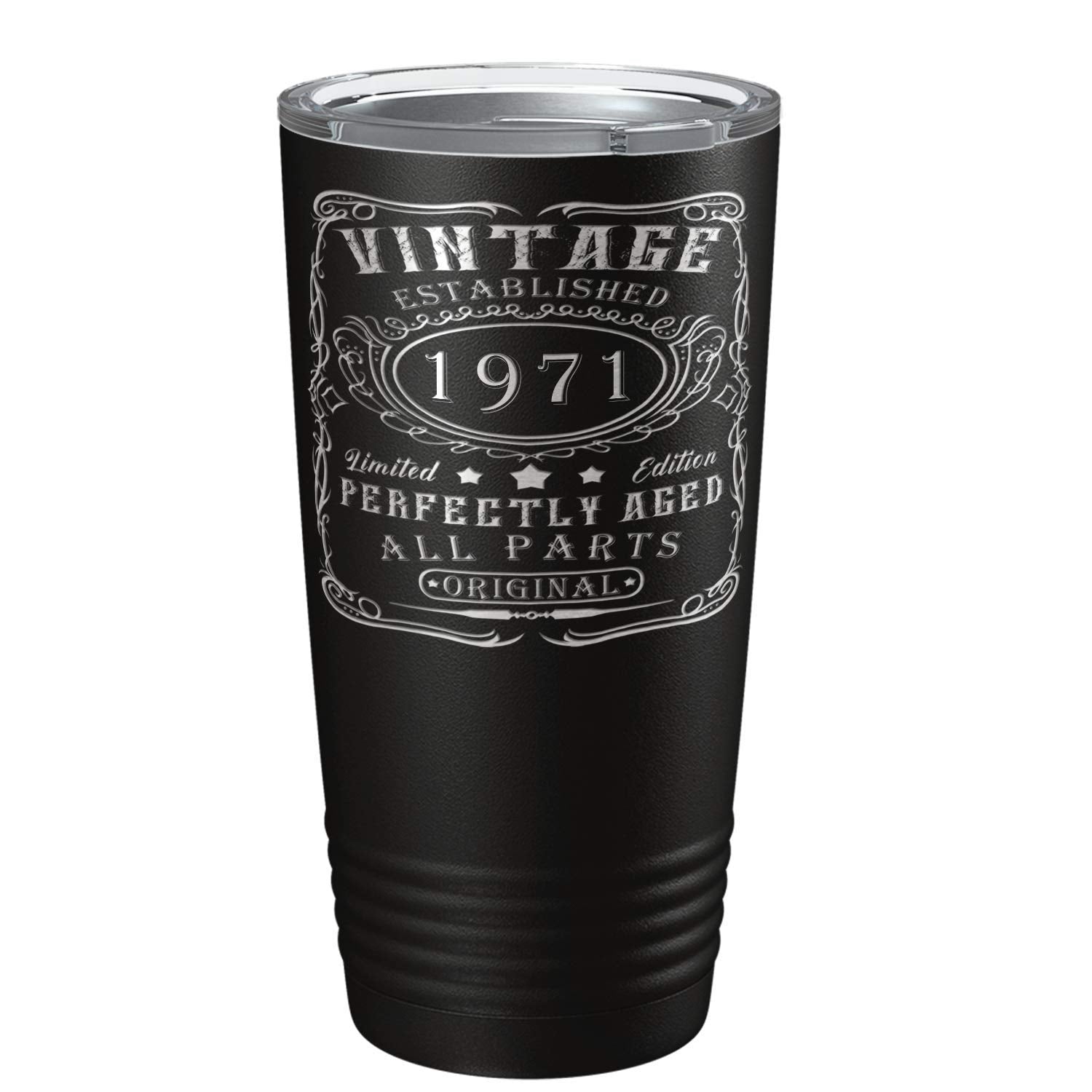 Cuptify 1971 Vintage Perfectly Aged 52Nd Birthday Gift For Men And Women 52 Years Old On Black 20 Oz Insulated Stainless Steel T