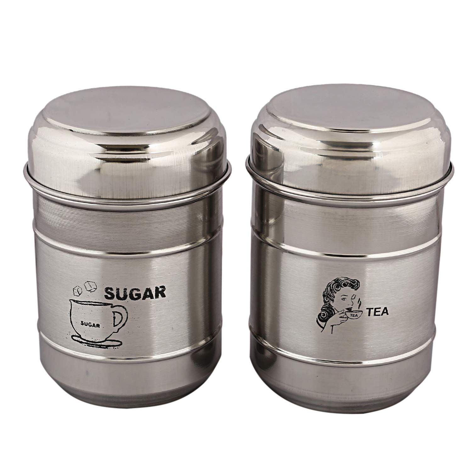 Heart Home Stainless Steel 2 Pieces Sugar Tea Container Set (Silver)  Cthh010306
