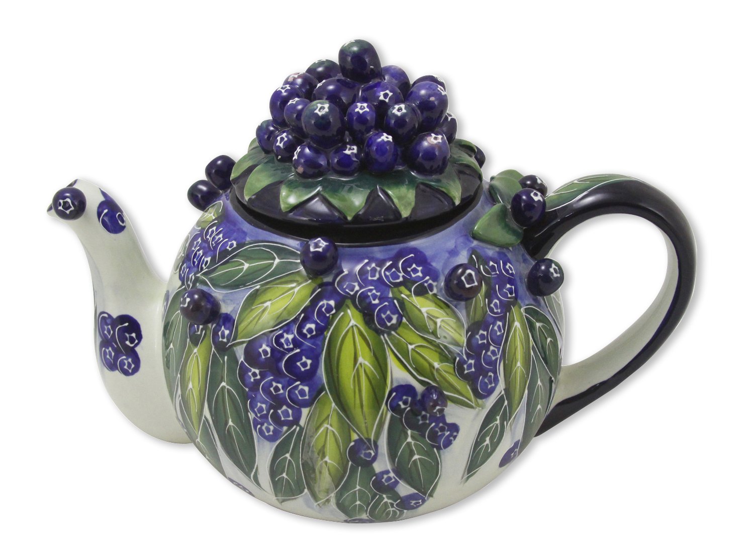 Blue Sky Ceramic Blueberry Teapot, 10 X 6.5 X 7''