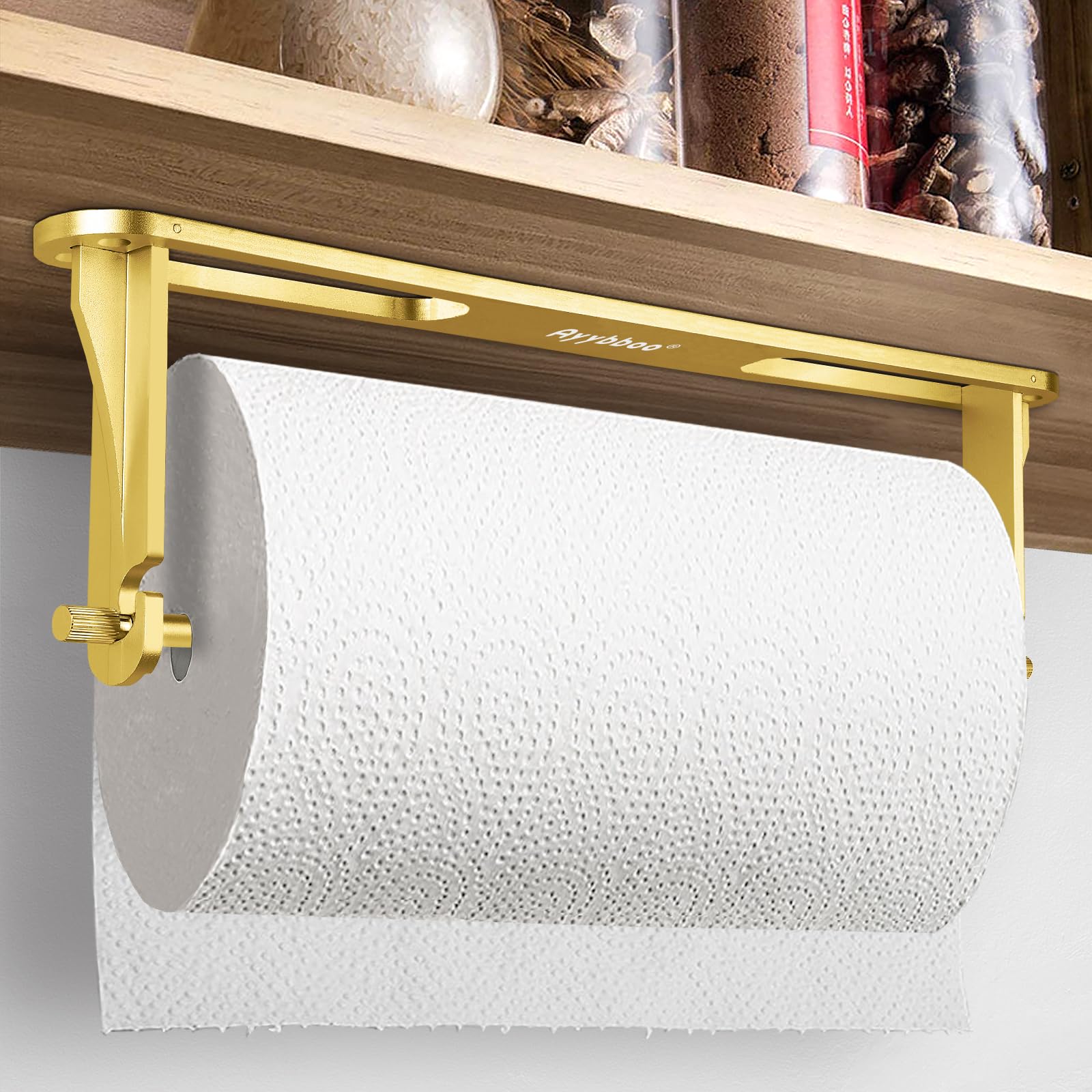 Paper Towel Holder Under Cabinet, Ayybboo Wall Mount Paper Towel Holder, For Kitchen Or Bathroom Self-Adhesive Or Drill Mounting