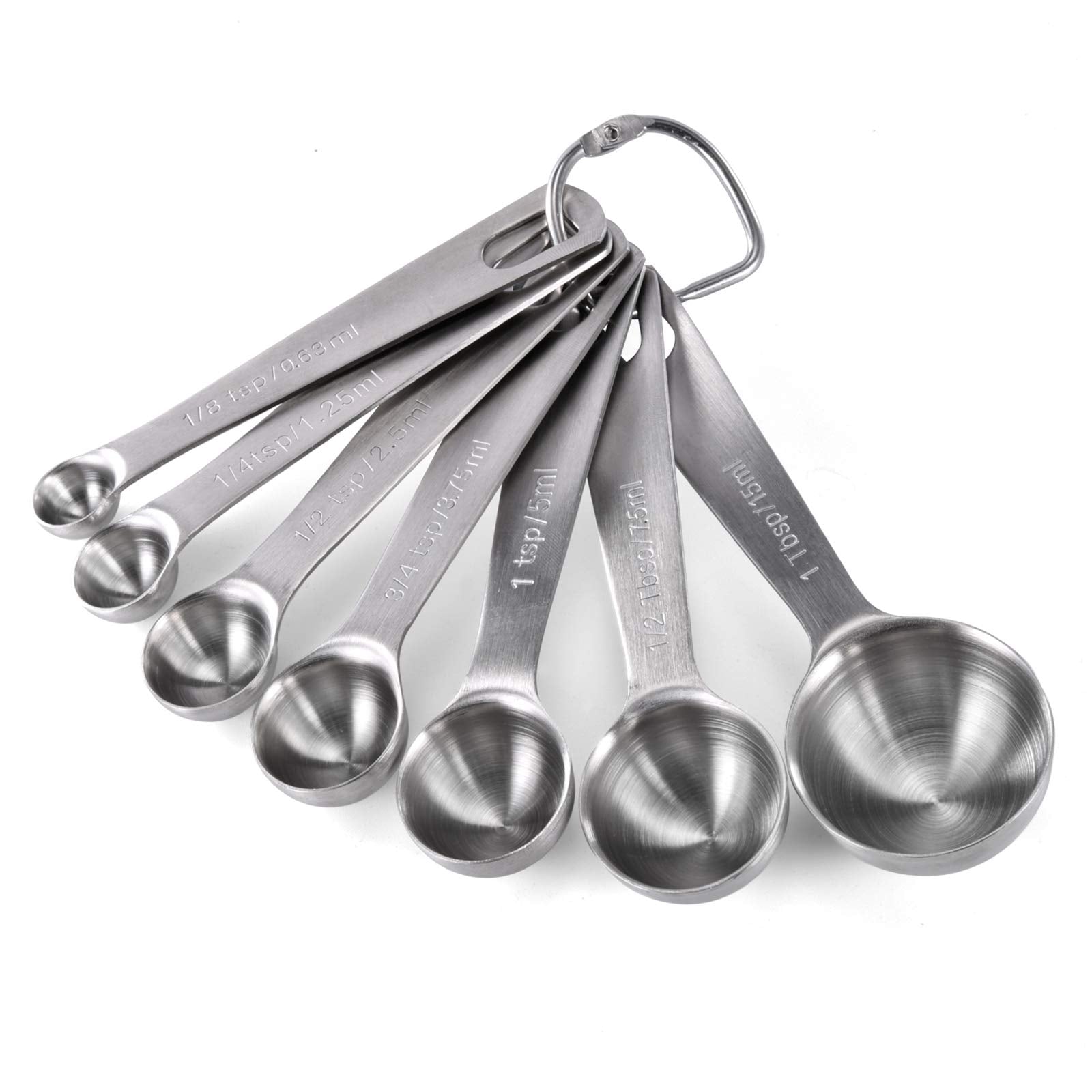Measuring Spoons: U-Taste 18/8 Stainless Steel Set Of 7 Piece: 1/8 Tsp, 1/4 Tsp, 1/2 Tsp, 3/4 Tsp, 1 Tsp, 1/2 Tbsp & 1 Tbsp Dry