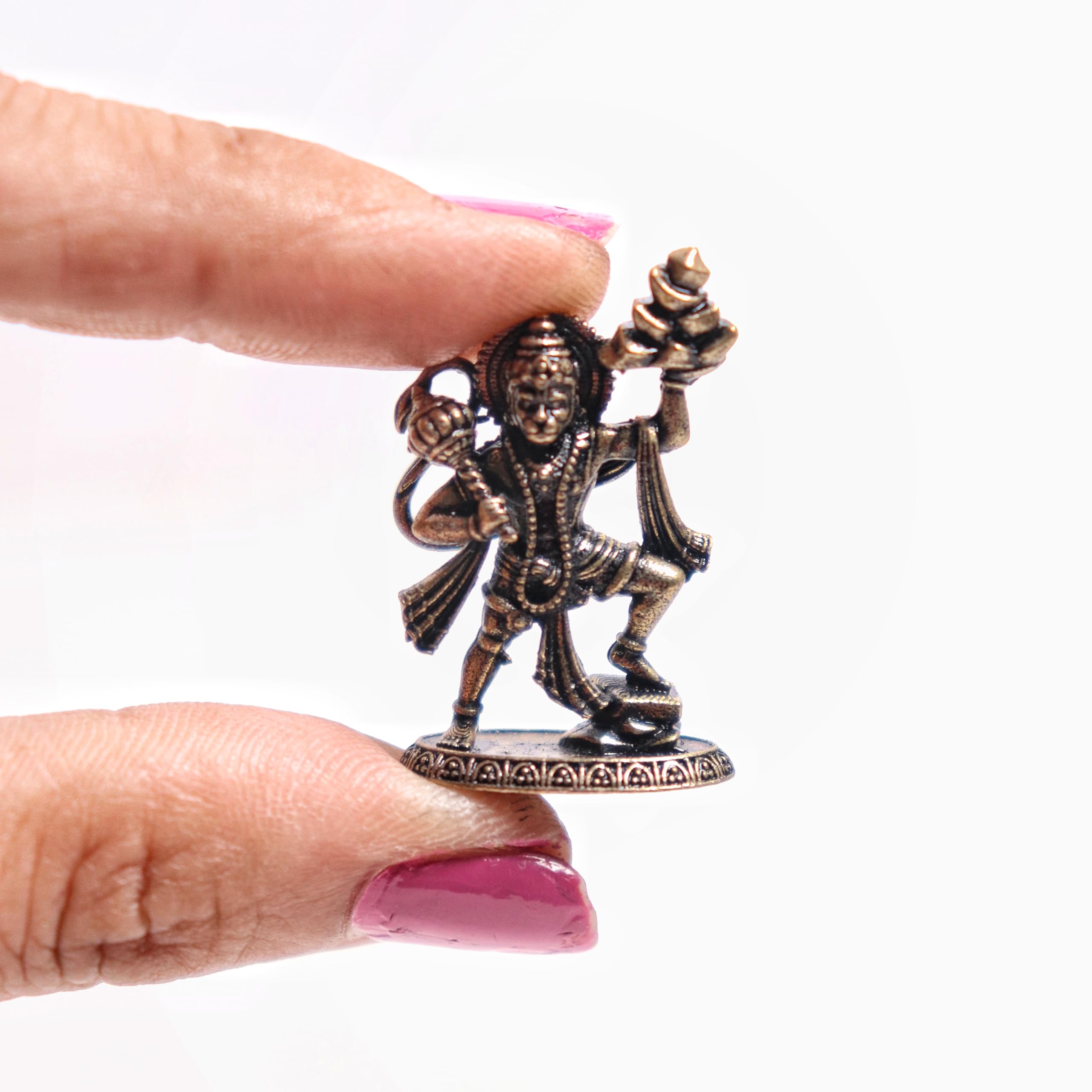 The Spiritual Living Finecrafted Brass Hanuman Mini Murti | 1 Inch | Statue | Idol | Hanuman Ji With Sanjeevani Booti | Small | 