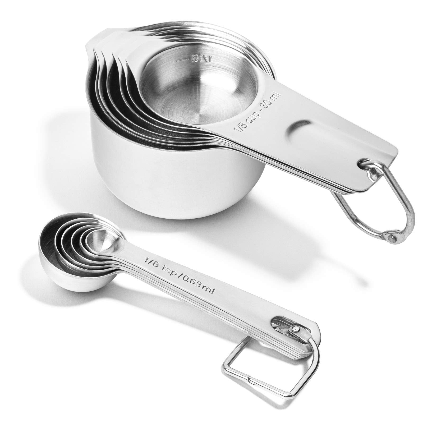 Last Confection 13Pc Stainless Steel Measuring Spoon & Cup Set - Kitchen Measurements For Dry Spices And Liquid Cooking & Baking