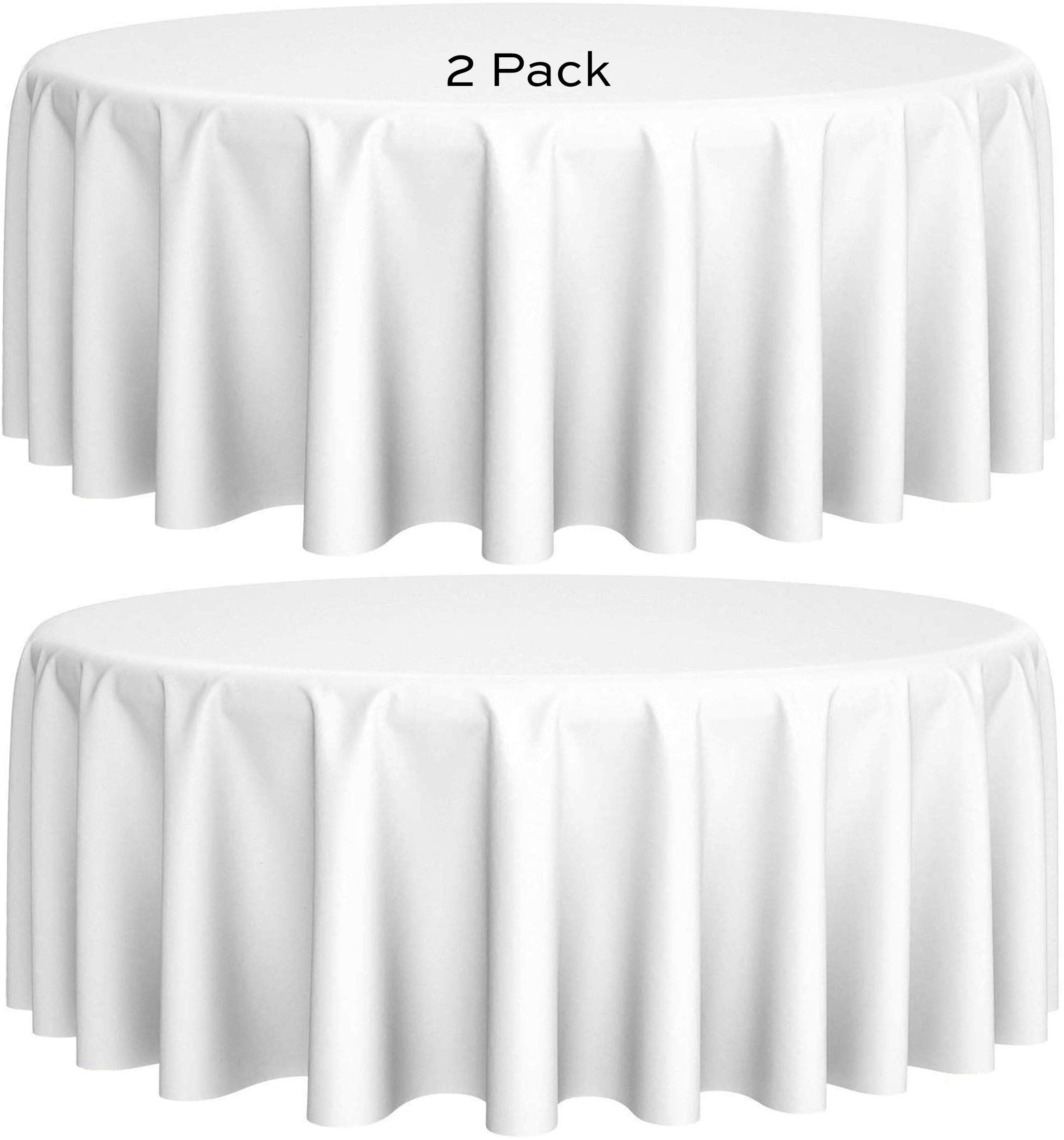 [2 Pack] White Round Tablecloths 90 Inch [Perfect Size For 30-60 Inch Tables] 200 Gsm Premium Quality Textured Washable Polyeste