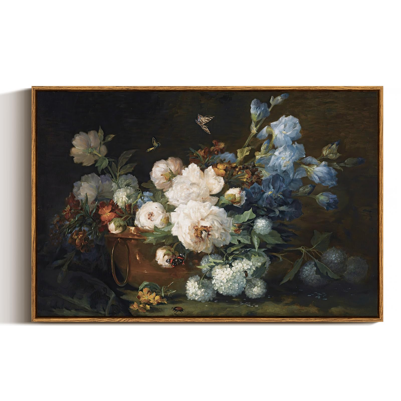 Arpeotcy Vintage Framed Canvas Wall Art, Bathroom Floral Hydrangea Peonies Pictures Retro Wall Decor, Large Prints, Bedroom Livi