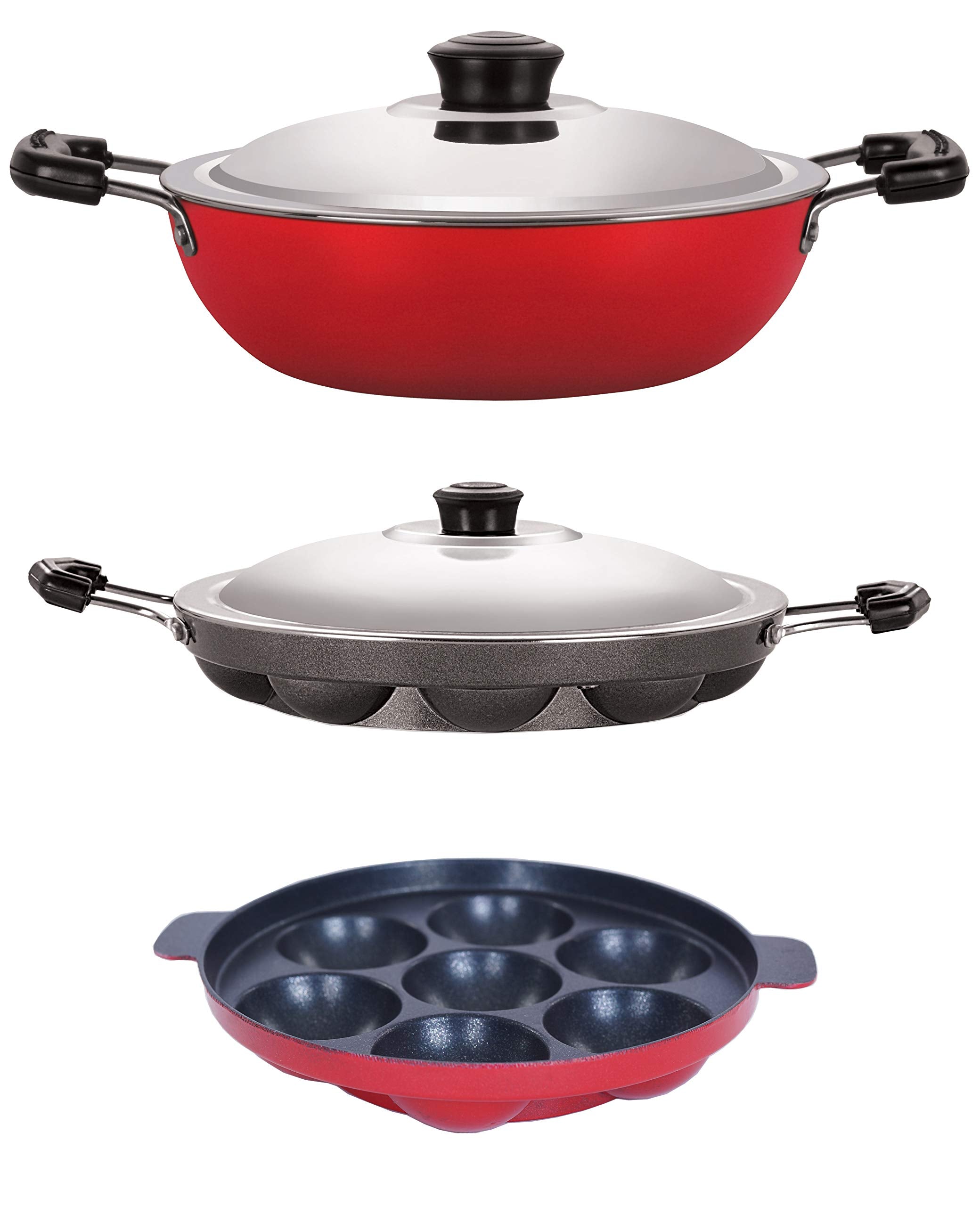 Nirlon NonStick Aluminium Gas Compatible Kitchenware Utencils Item Set, 3 Piece Set