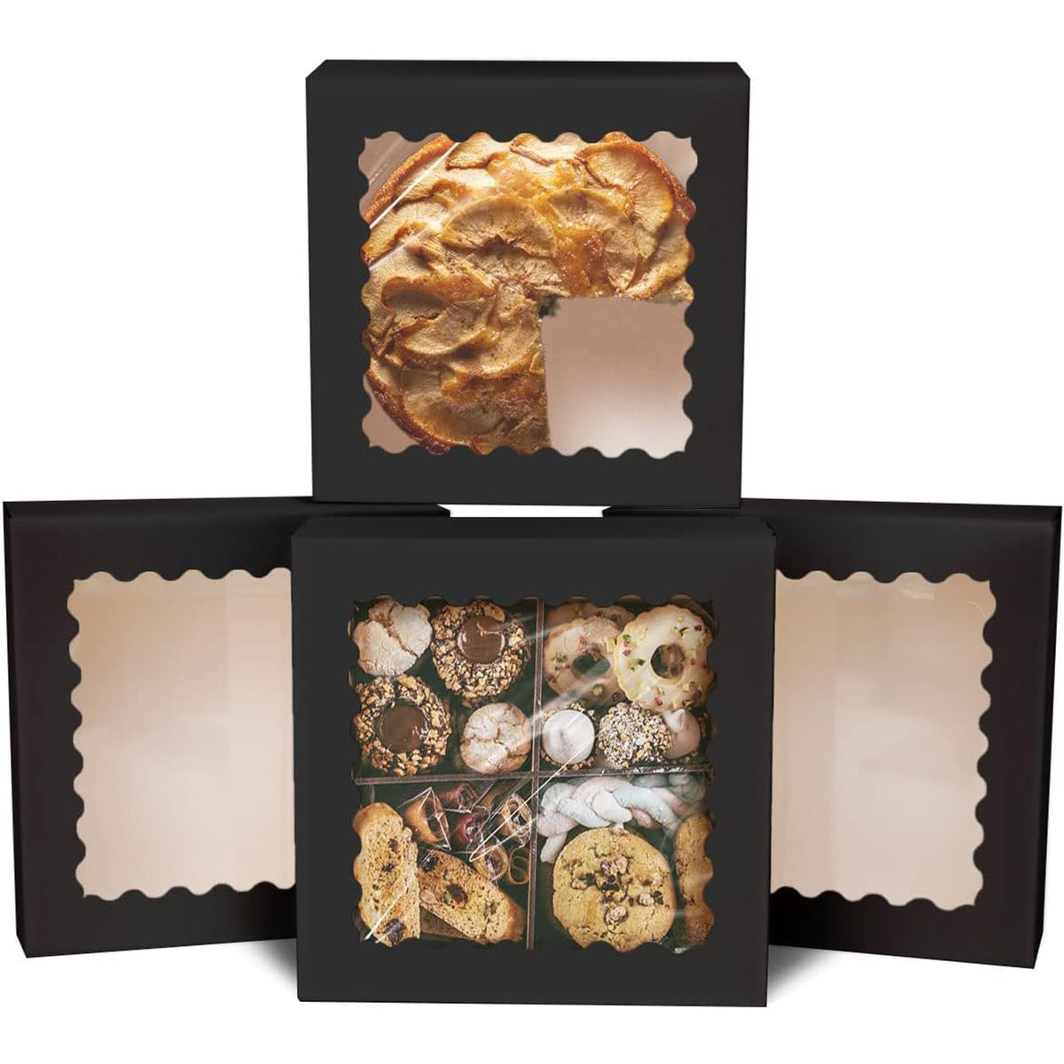 qiqee Auto-pop up Red Pie Boxes with Window 10x10x2.5 inch 30Packs Coo ...