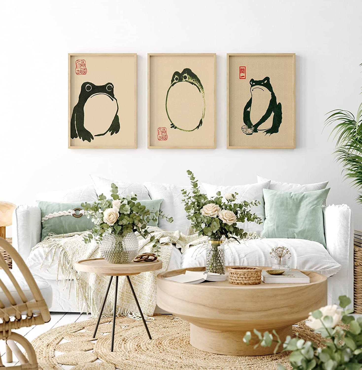 Japanese Wall Art - Set Of 6 Blue Woodblock Trendy Home Decor/Famous Bedroom Decor & Living Room Art Blue Themed Wall Decor/Japa