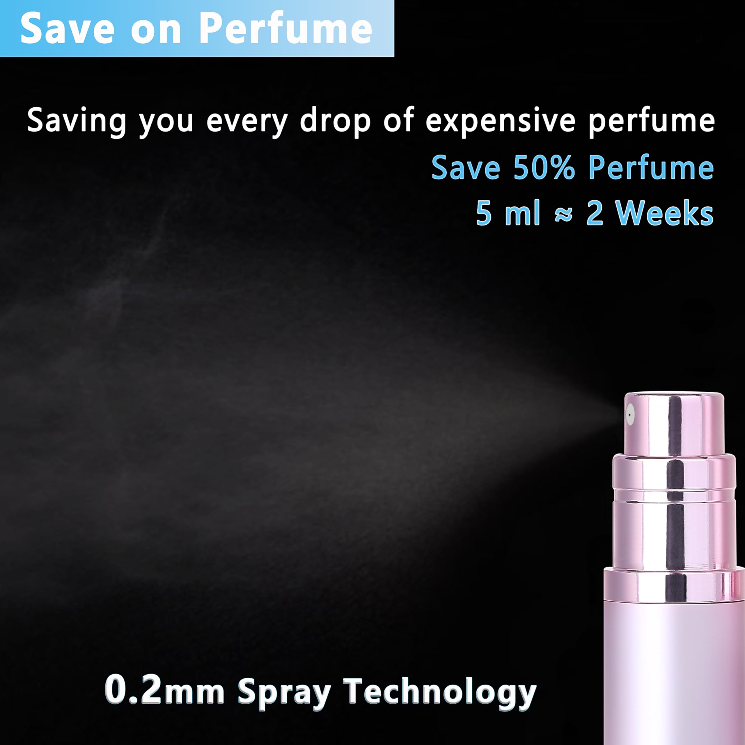 Qavhun Travel Refillable Perfume Atomizer Bottle 5Ml Leakproof Travel Perfume Refillable Bottle (Pink)