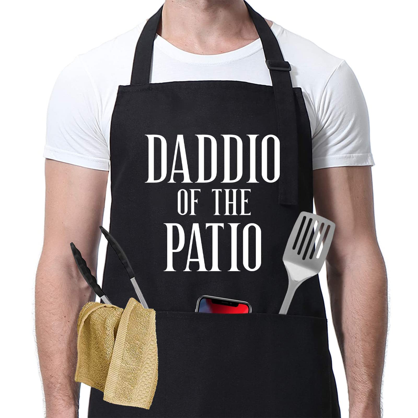 Miracu Grill Apron For Daddy - Daddio Of The Patio - Dad Gifts From Daughter, Son - Funny Valentines, Birthday Gifts For Dad, Be