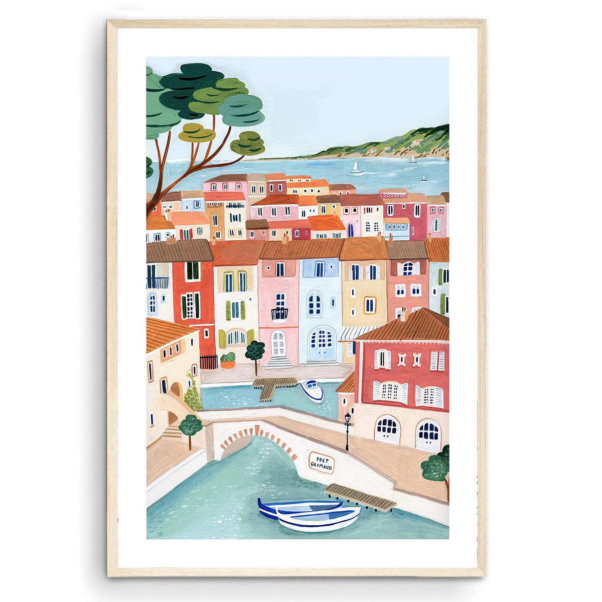 Nationcog French Riviera Art Print, Port Grimaud, France Wall Art France Travel Poster, Home Decor, Travel Gift, Travel Poster,