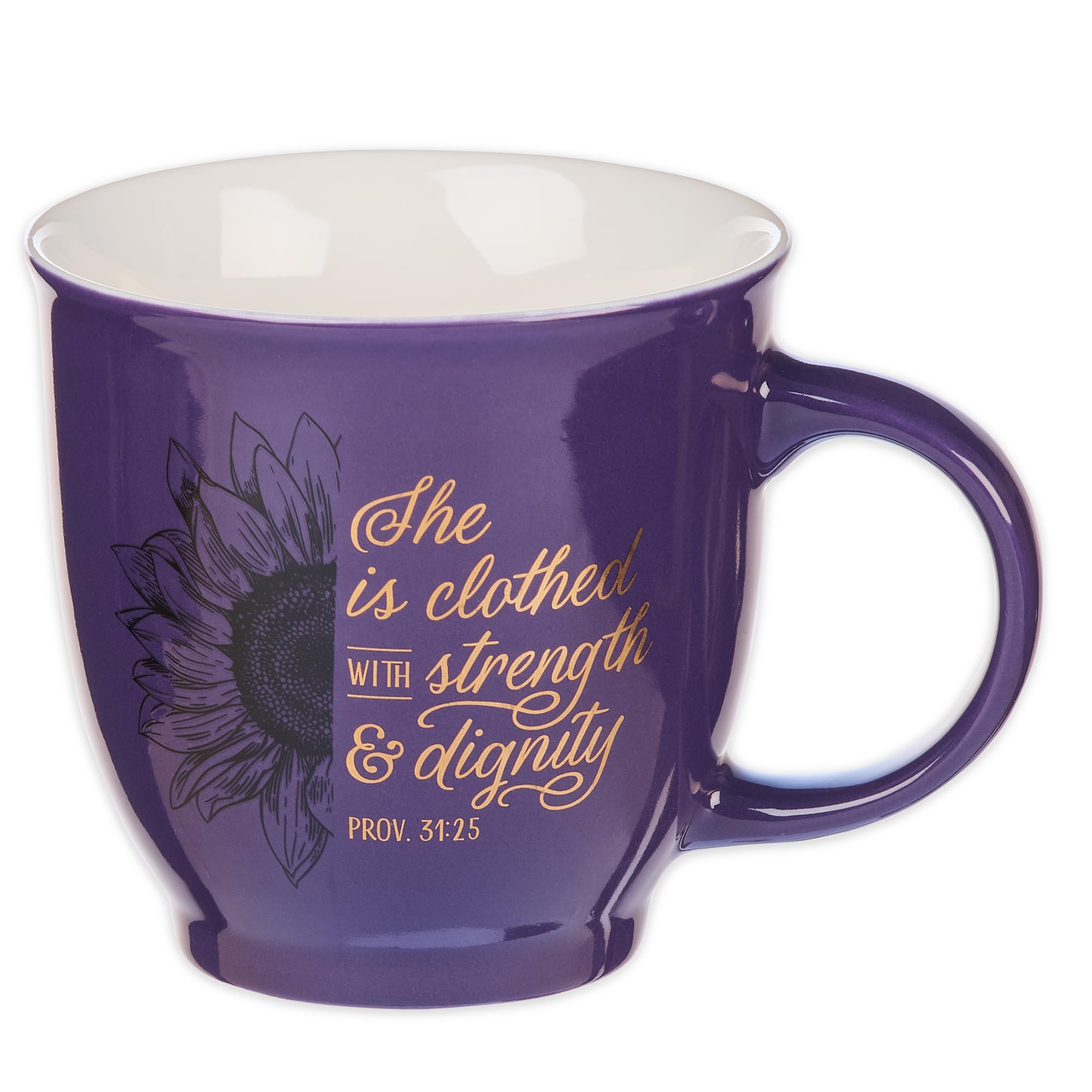 Christian Art Gifts Purple Sunflower Ceramic Coffee Mug - 14 oz. Microwave & Dishwasher-safe Inspirational Scripture Coffee and 