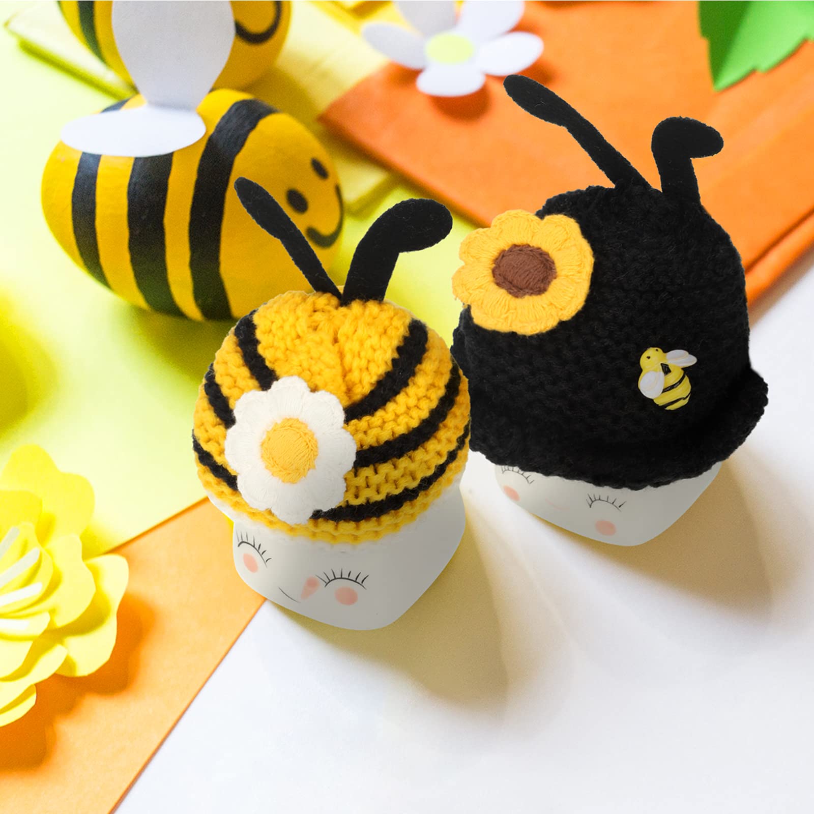 Aoriher 4 Pieces Marshmallow Mug Hats Summer Mug Toppers Knitted Mug Topper Hat Mini Mug Hat Cover For Farmhouse Kitchen Cocoa A