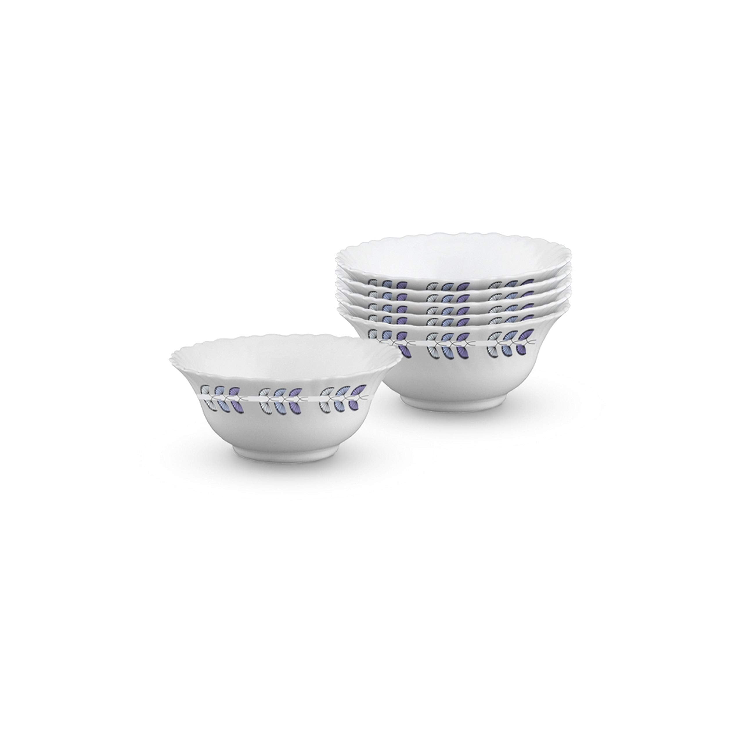 Larah By Borosil 4.5 Inch Veg Bowl - Set Of 6 - Floret