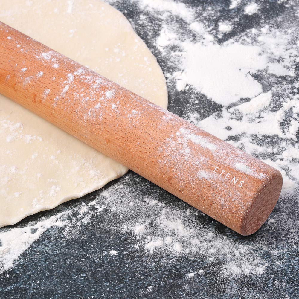 Etens Rolling Pin 17.3Inch, Professional Dowel Wood Rolling Pins For Baking Pasta Pizza Pie And Cookie, Wooden Dough Roller Pin