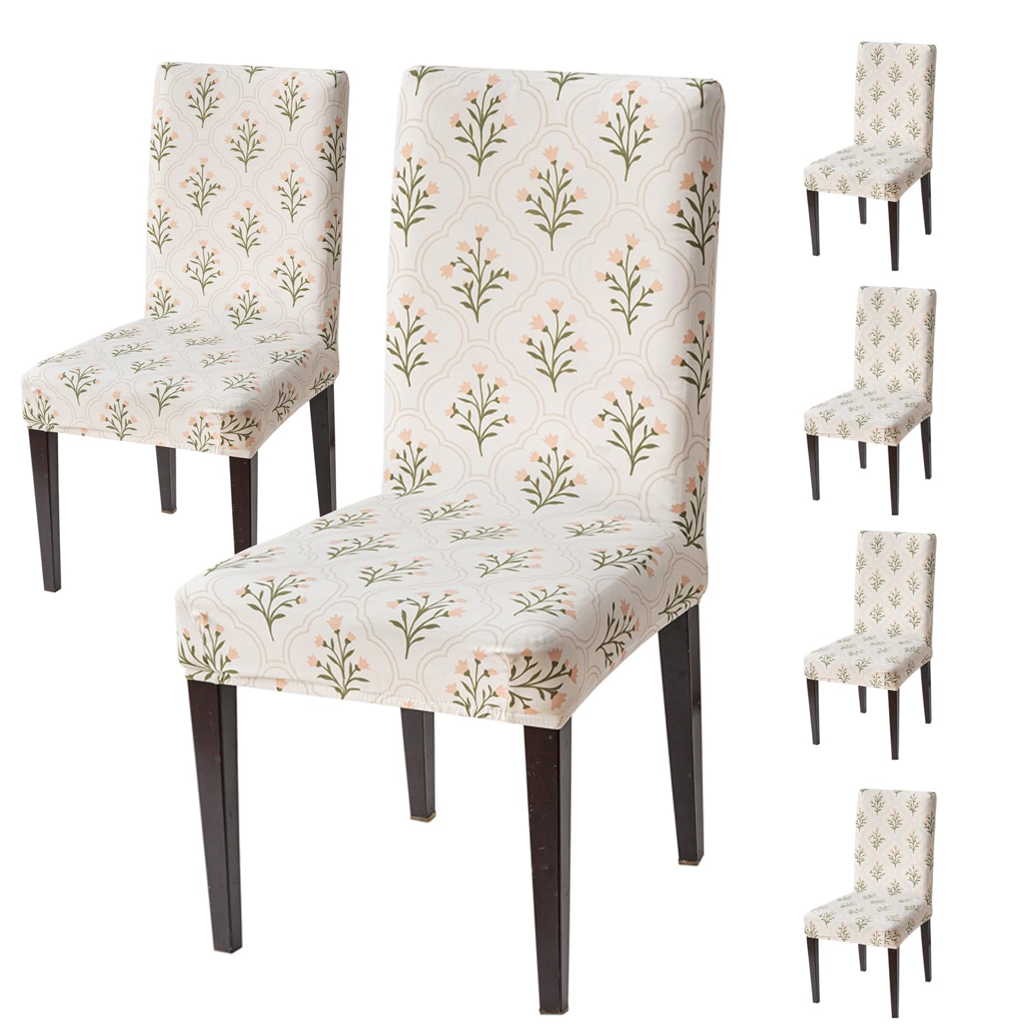 House Of Quirk Elastic Chair Cover Stretch Removable Washable Short Dining Chair Cover Protector Seat Slipcover (Pack Of 6, Gulb