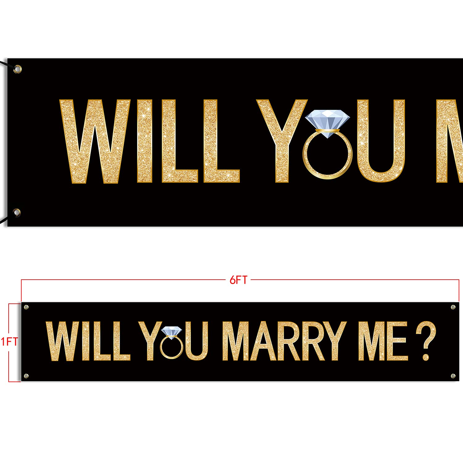 Marry Me Black Banner Will You Marry Me Large Black Banner Marriage Valentine'S Day Proposal Winter Supplies Engagement Lawn Sig