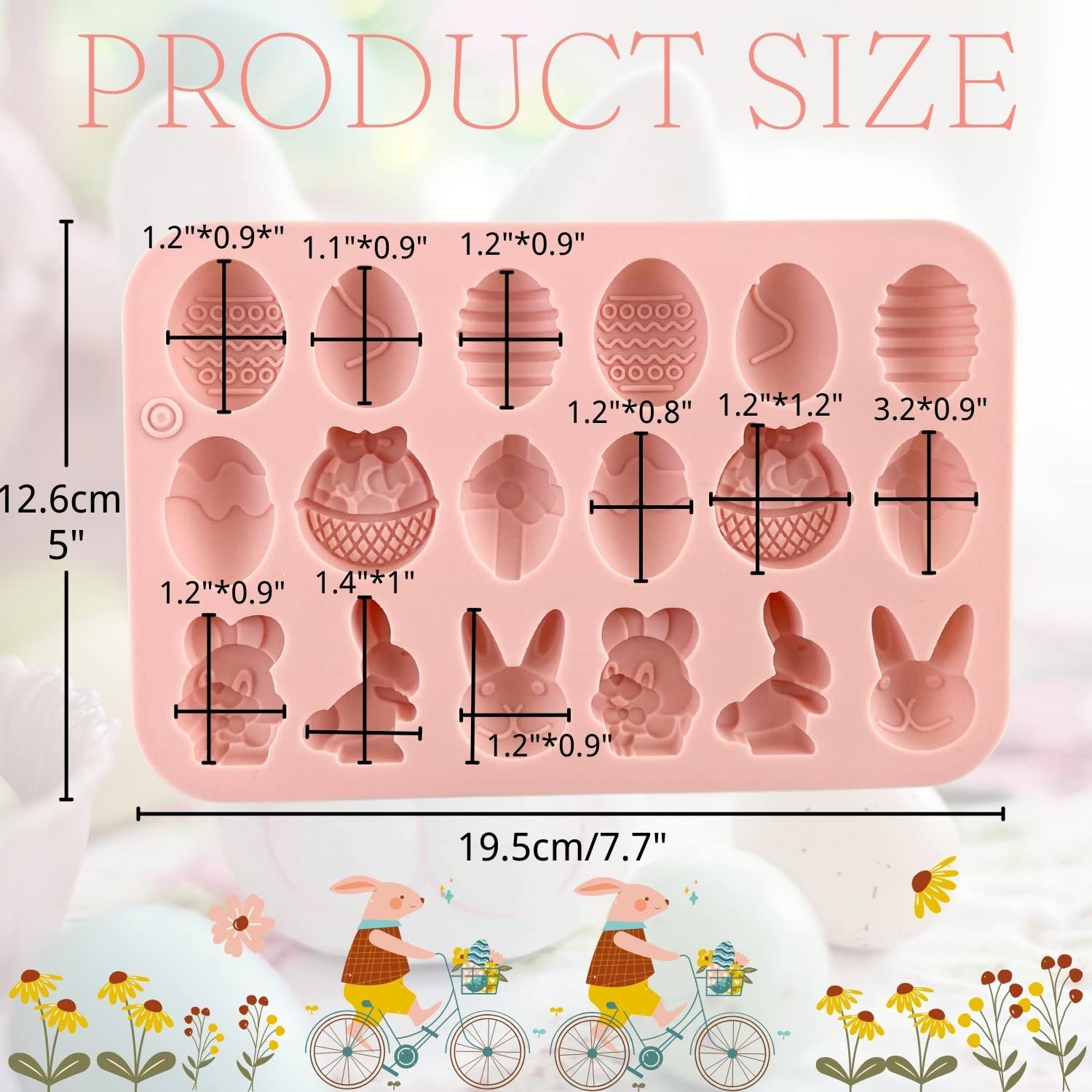 Crethinkaty 1 Pieces Easter Silicone Chocolate Moulds 18 Cavity Egg,Bunny, Rabbit Head,Basket Shapes Mould For Diy Chocolate,Can