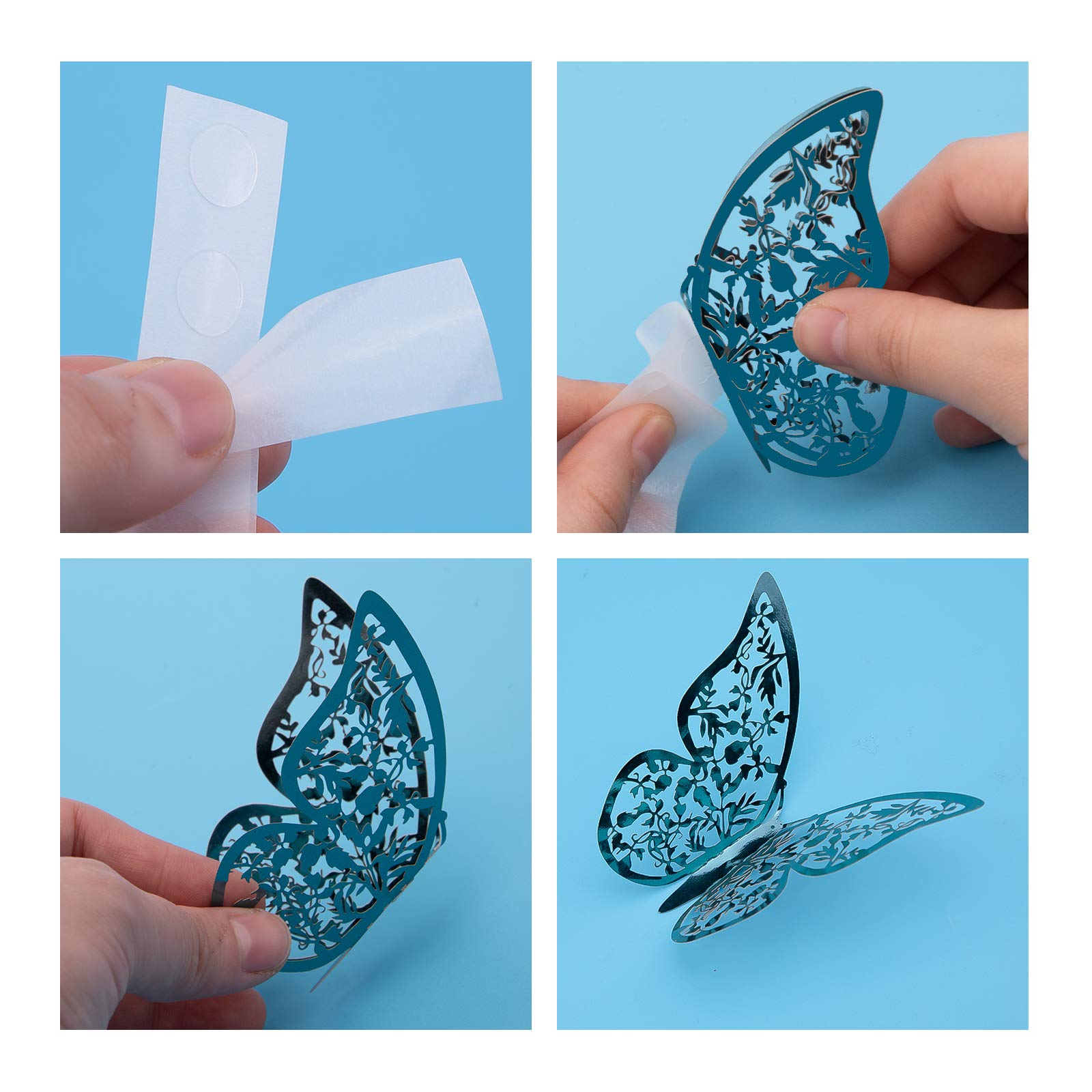 AIEX 24pcs 3D Butterfly Wall Stickers 3 Sizes Butterfly Wall Decals Room Wall Decoration for Bedroom Party Wedding Decors (Indigo)