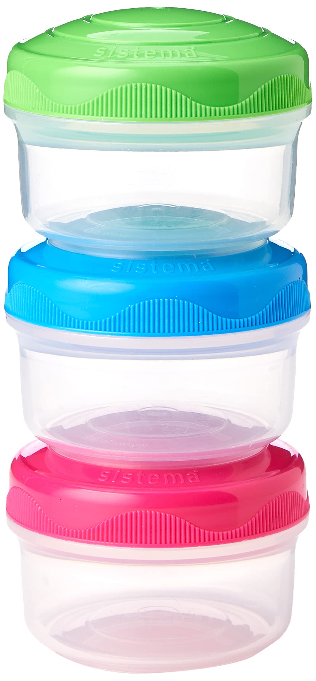 Sistema To Go Collection Mini Bites Small Food Storage Containers, 4.39 oz./130 mL, Pink/Green/Blue, 3 Count, Multicolor