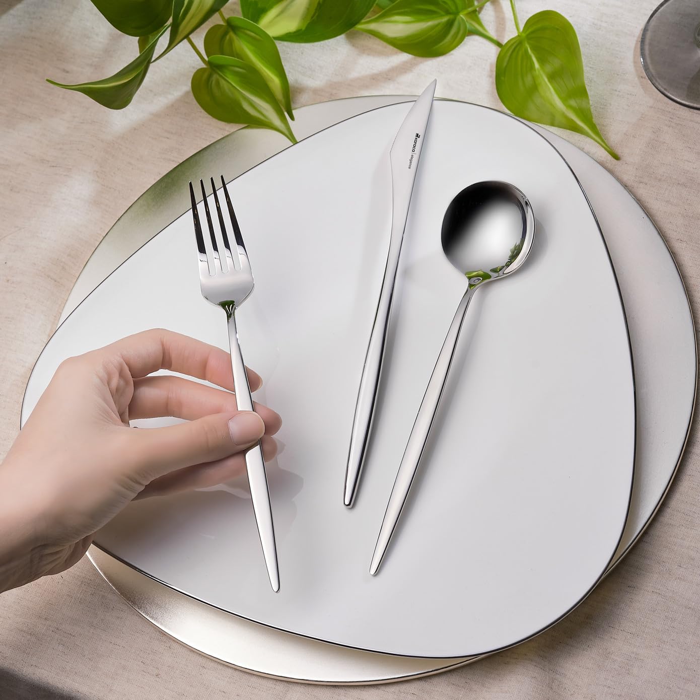 Karaca New Porto Elegance 60-Piece Cutlery Set For 12 People, Tablespoons, Table Forks, Premium Quality, Healthy And Hygienic, M