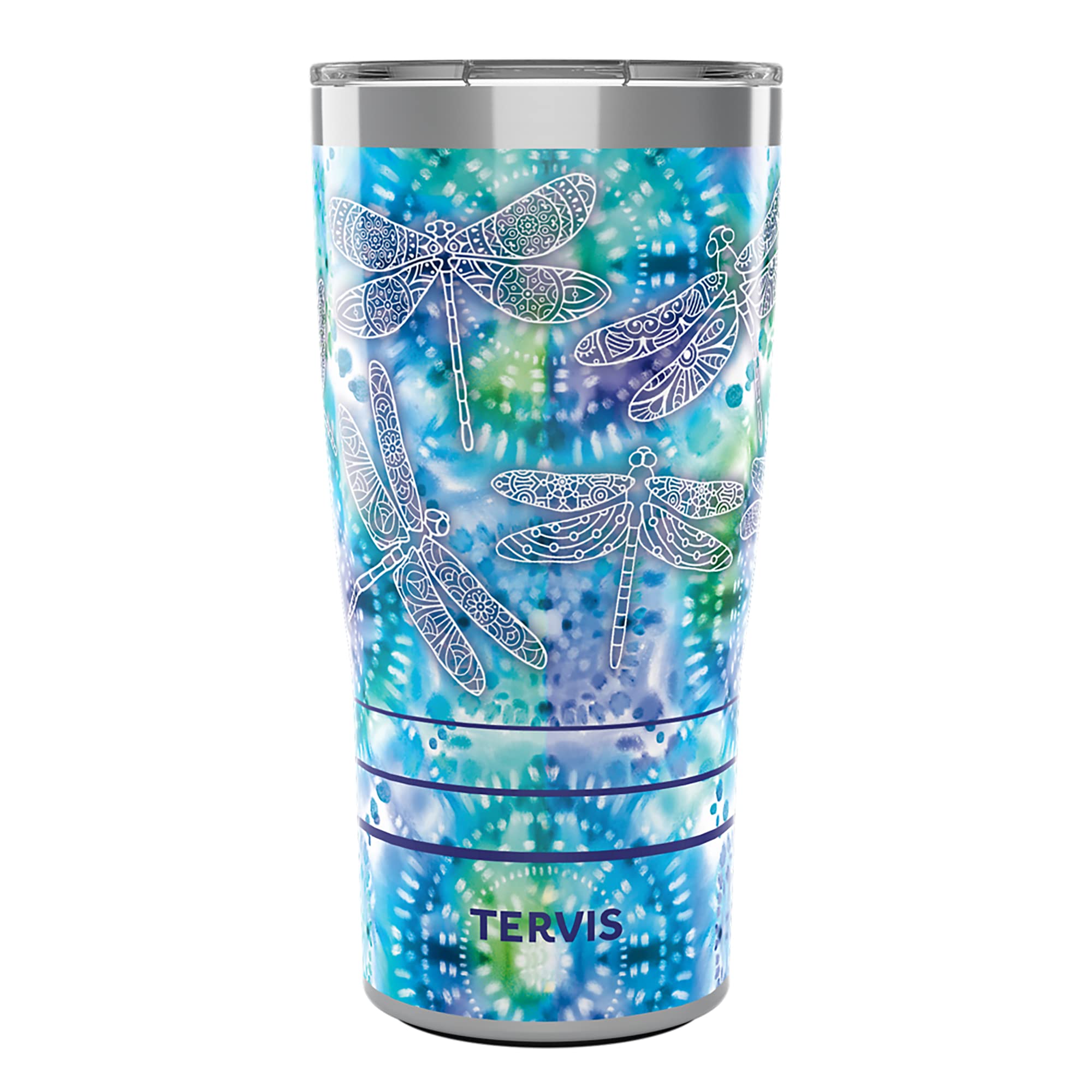 Tervis Traveler Tie Dye Dragonfly Triple Walled Insulated Tumbler Travel Cup Keeps Drinks Cold & Hot, 20oz, Stainless Steel